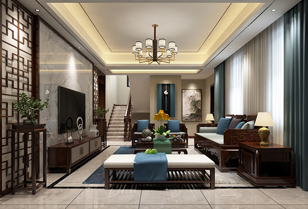 南寧吉祥鳳景灣279㎡戶型新中式裝修風(fēng)格設(shè)計(jì)方案解析