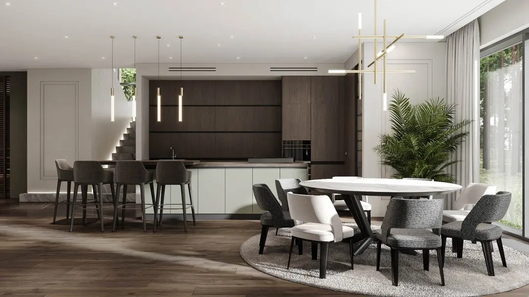 南寧塞納左岸143㎡現(xiàn)代簡約客餐廳裝修效果圖