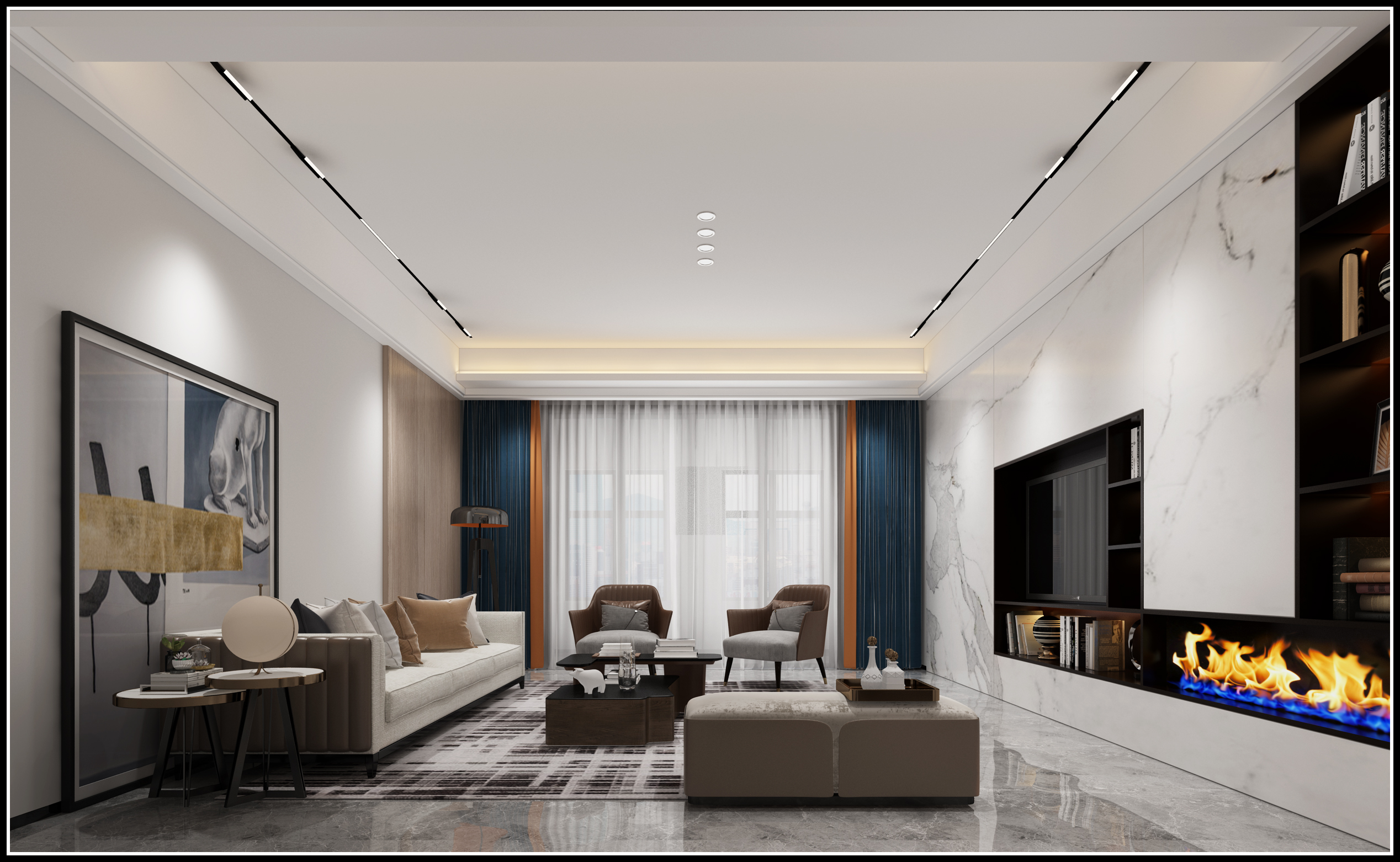 南寧鳳嶺山語城16㎡客廳現(xiàn)代簡約裝修案例效果圖