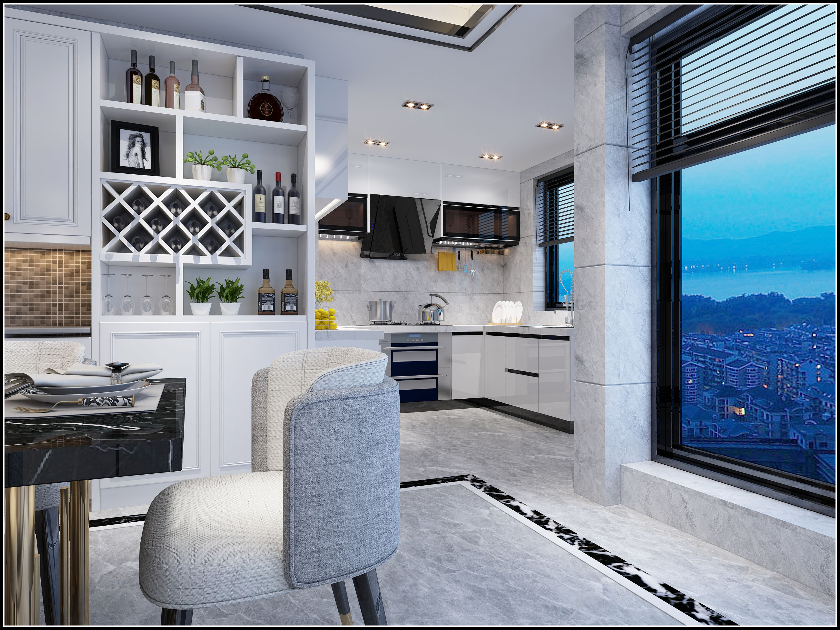 南寧嘉和城溫莎堡225㎡廚房現(xiàn)代簡約裝修風格案例效果圖