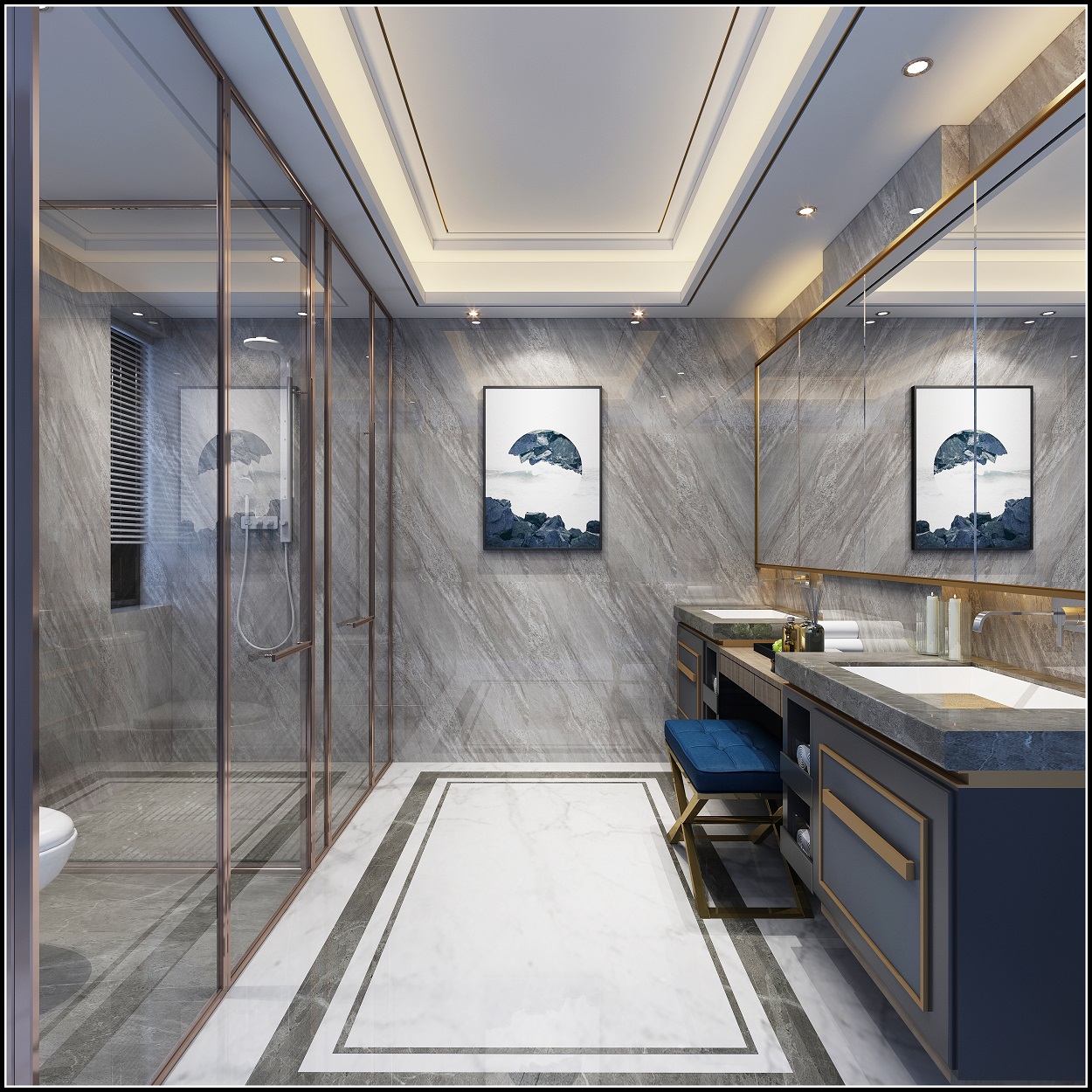 南寧嘉和城溫莎堡225㎡主衛(wèi)現(xiàn)代簡約裝修風格案例效果圖