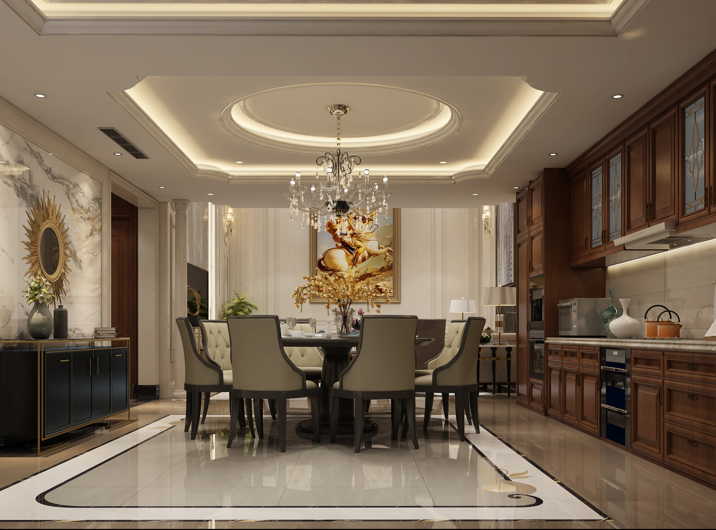 南寧恒大華府400㎡餐廳歐式裝修案例效果圖
