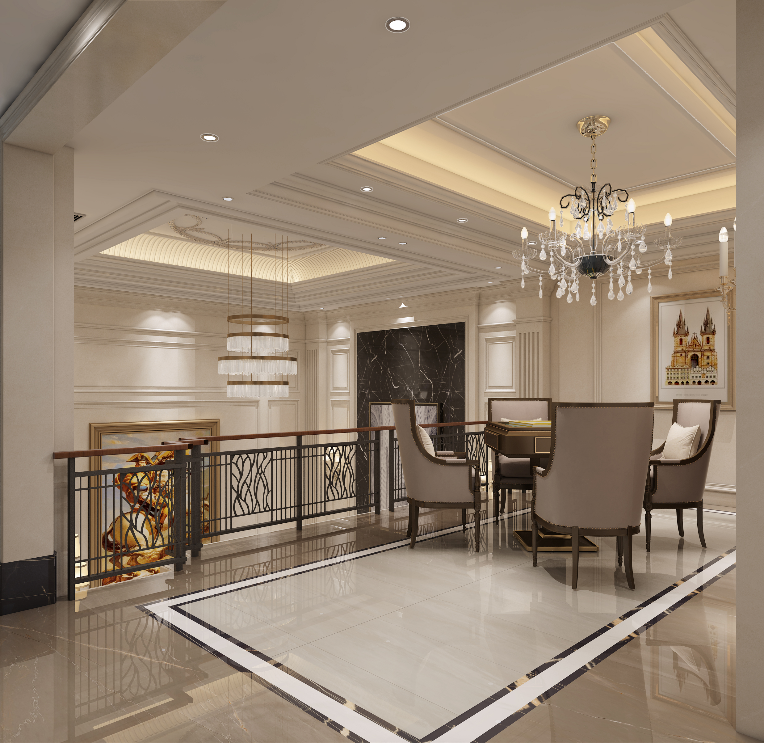 南寧恒大華府400㎡棋牌室歐式裝修案例效果圖