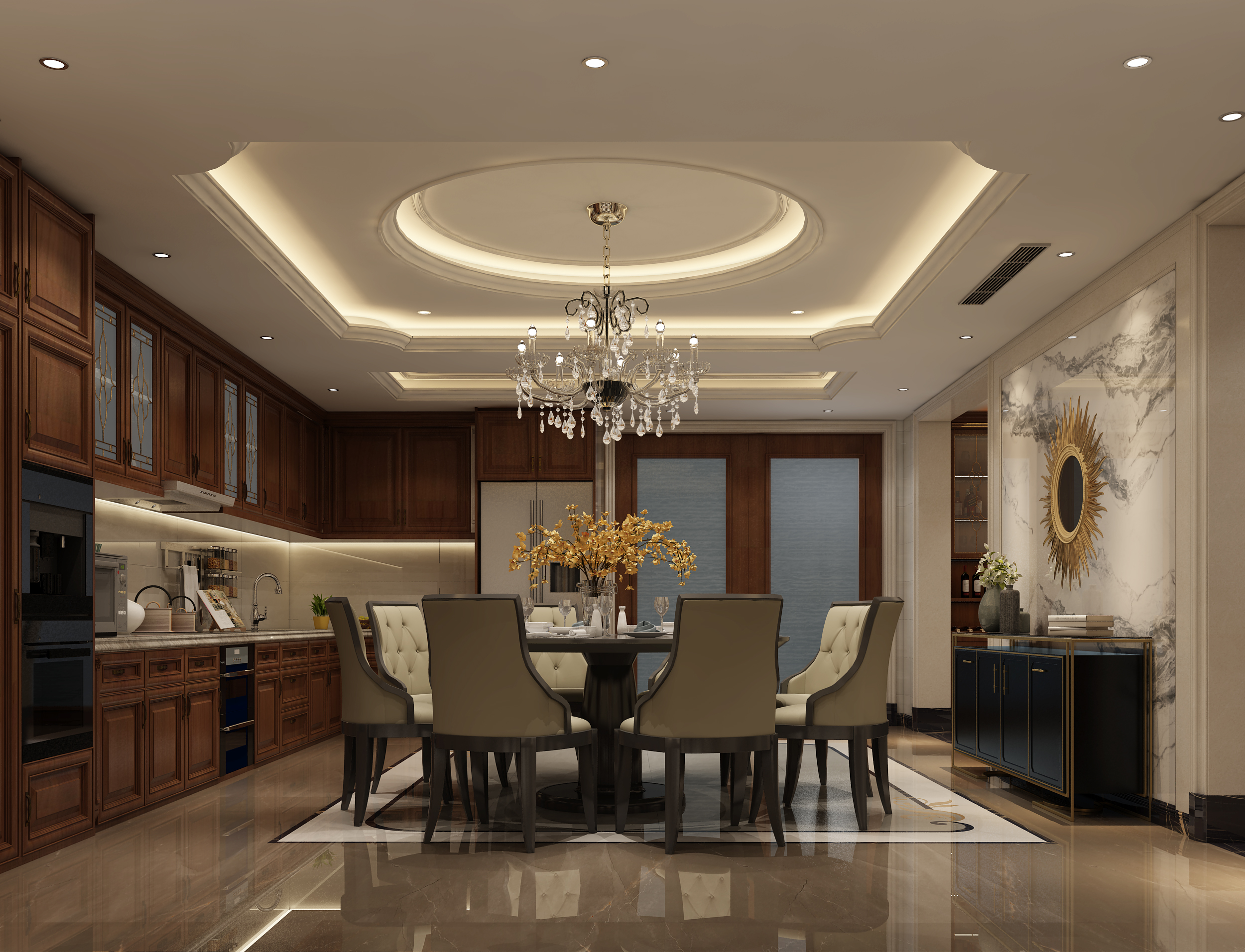 南寧恒大華府400㎡餐廳歐式裝修案例效果圖