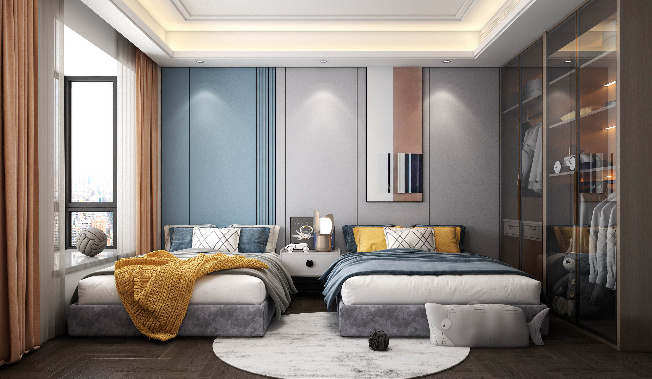 南寧國賓壹號220㎡臥室新中式裝修效果圖