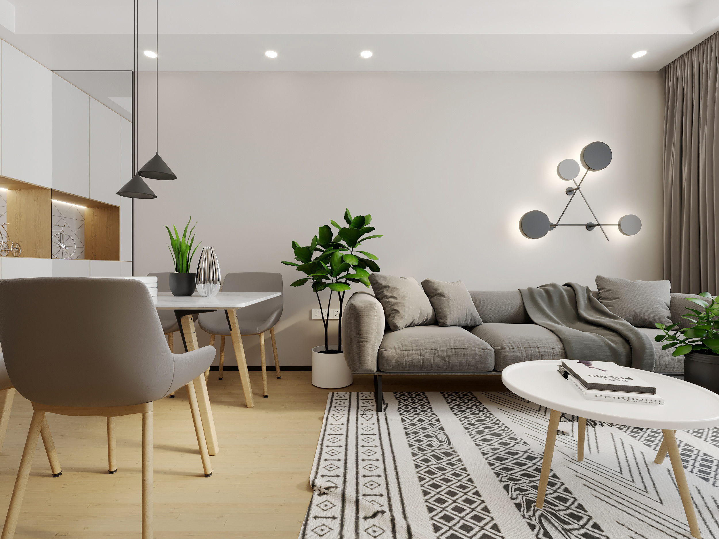 南寧光明城市夢溪苑160㎡客廳現(xiàn)代簡約裝修風(fēng)格案例效果圖