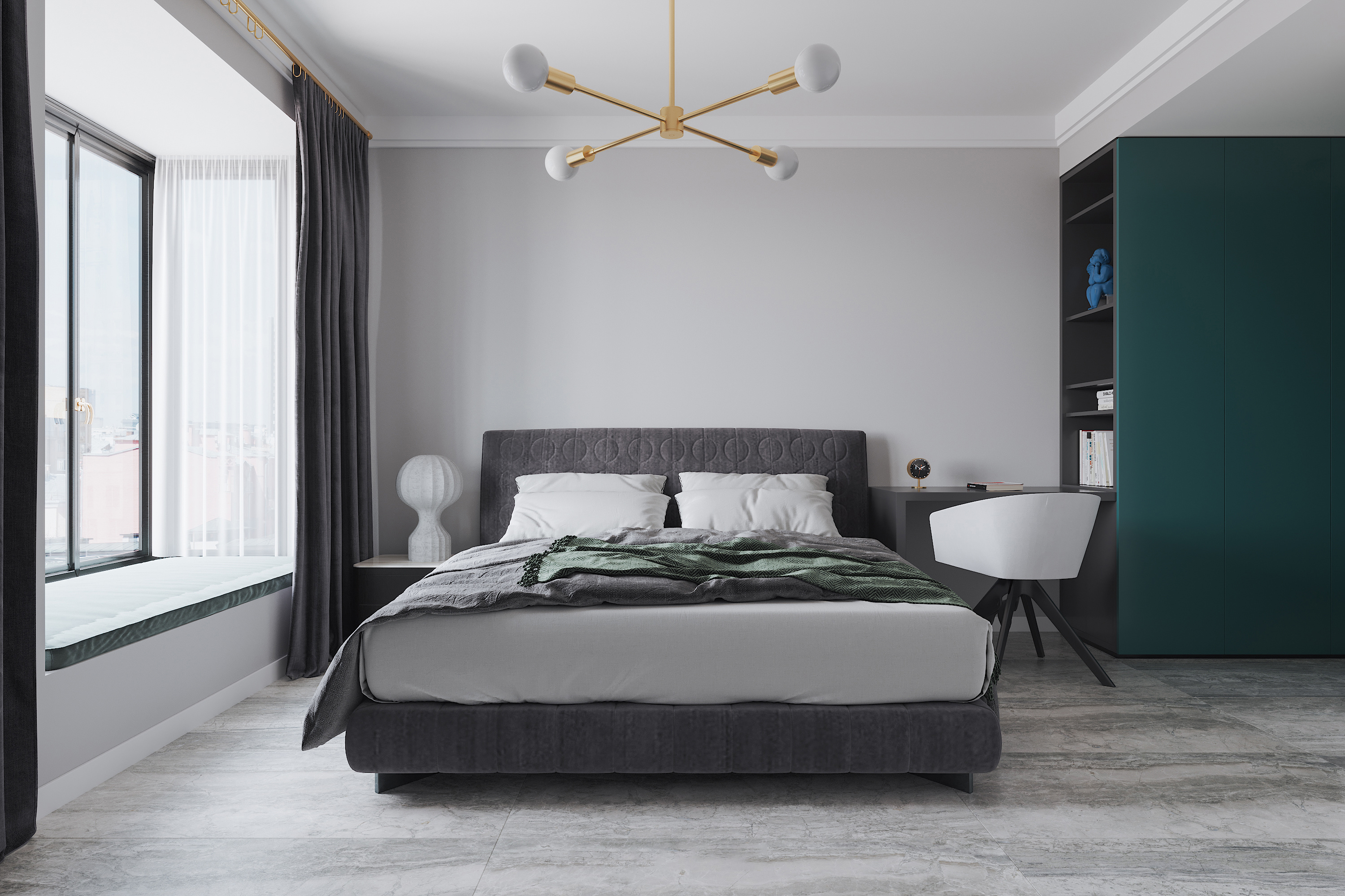南寧翡翠時(shí)光143㎡主臥現(xiàn)代極簡裝修風(fēng)格效果圖