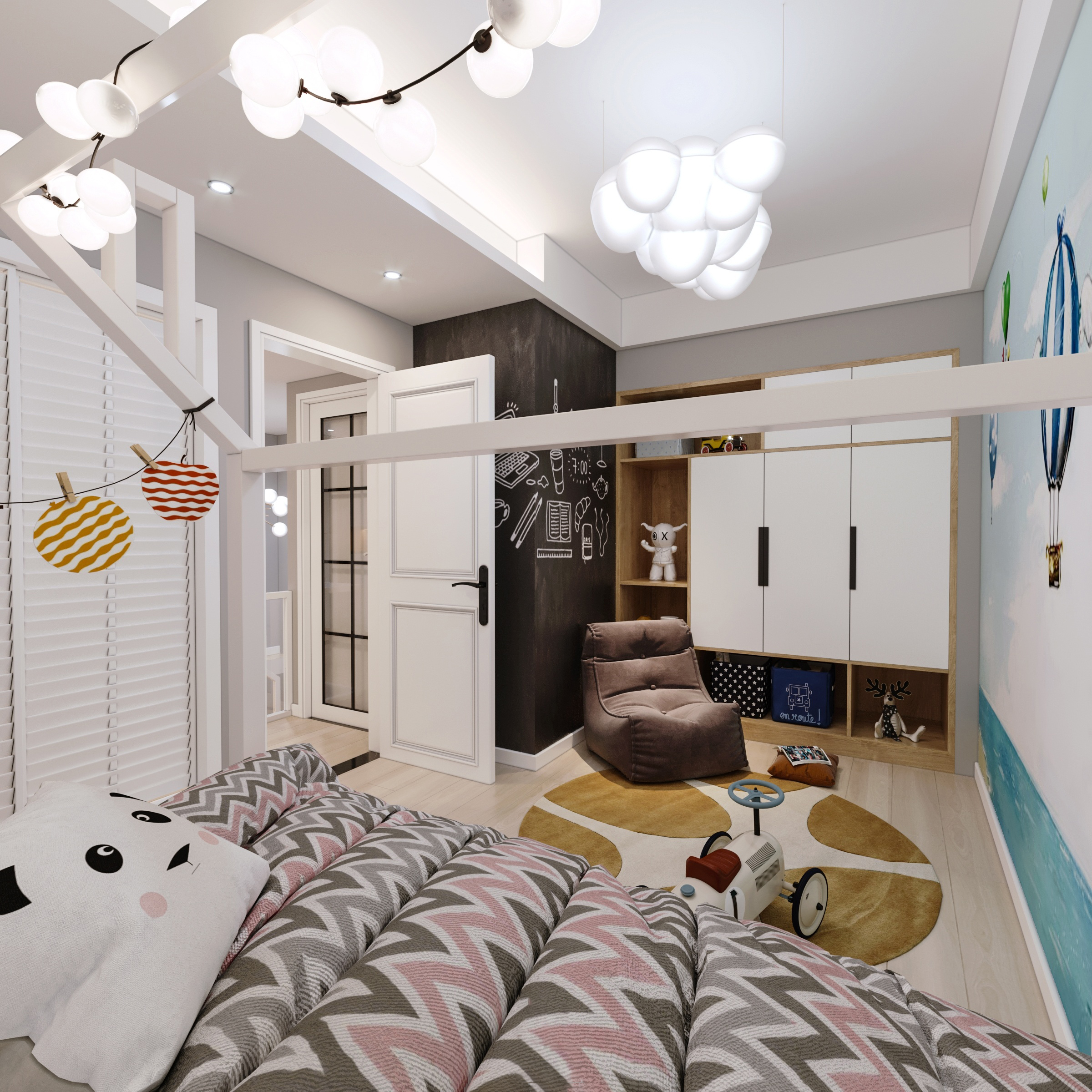南寧云景山語城170㎡兒童房北歐裝修風(fēng)格案例效果圖