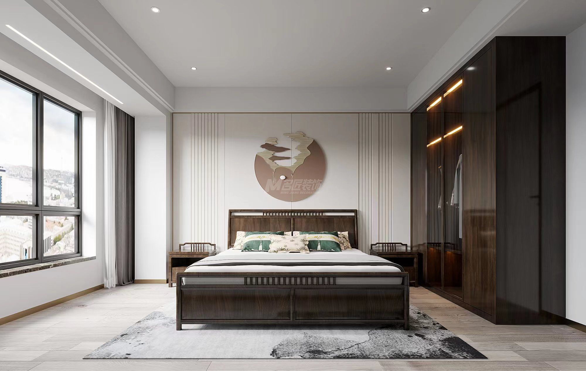 萬(wàn)科朗潤(rùn)150㎡次臥新中式裝修風(fēng)格效果圖