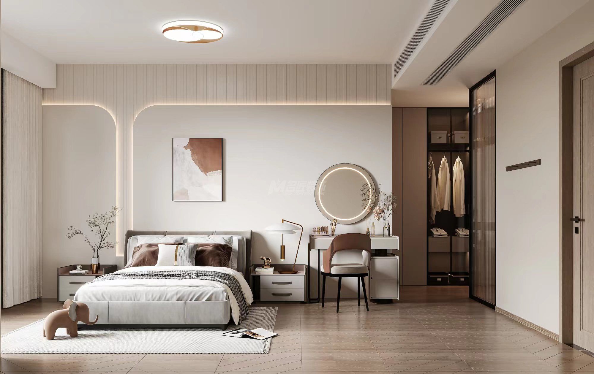 南寧廣源華府128㎡主臥現(xiàn)代簡(jiǎn)約裝修風(fēng)格效果圖