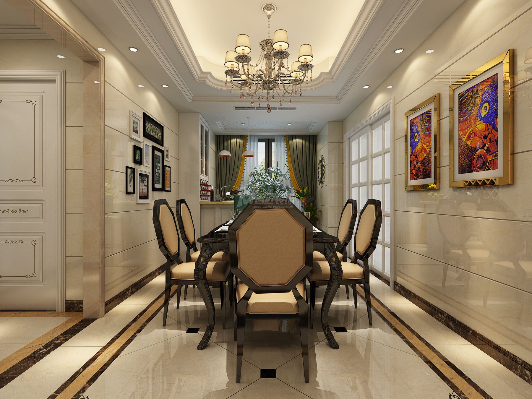 嘉悅城143㎡餐廳美式裝修風(fēng)格案例效果圖