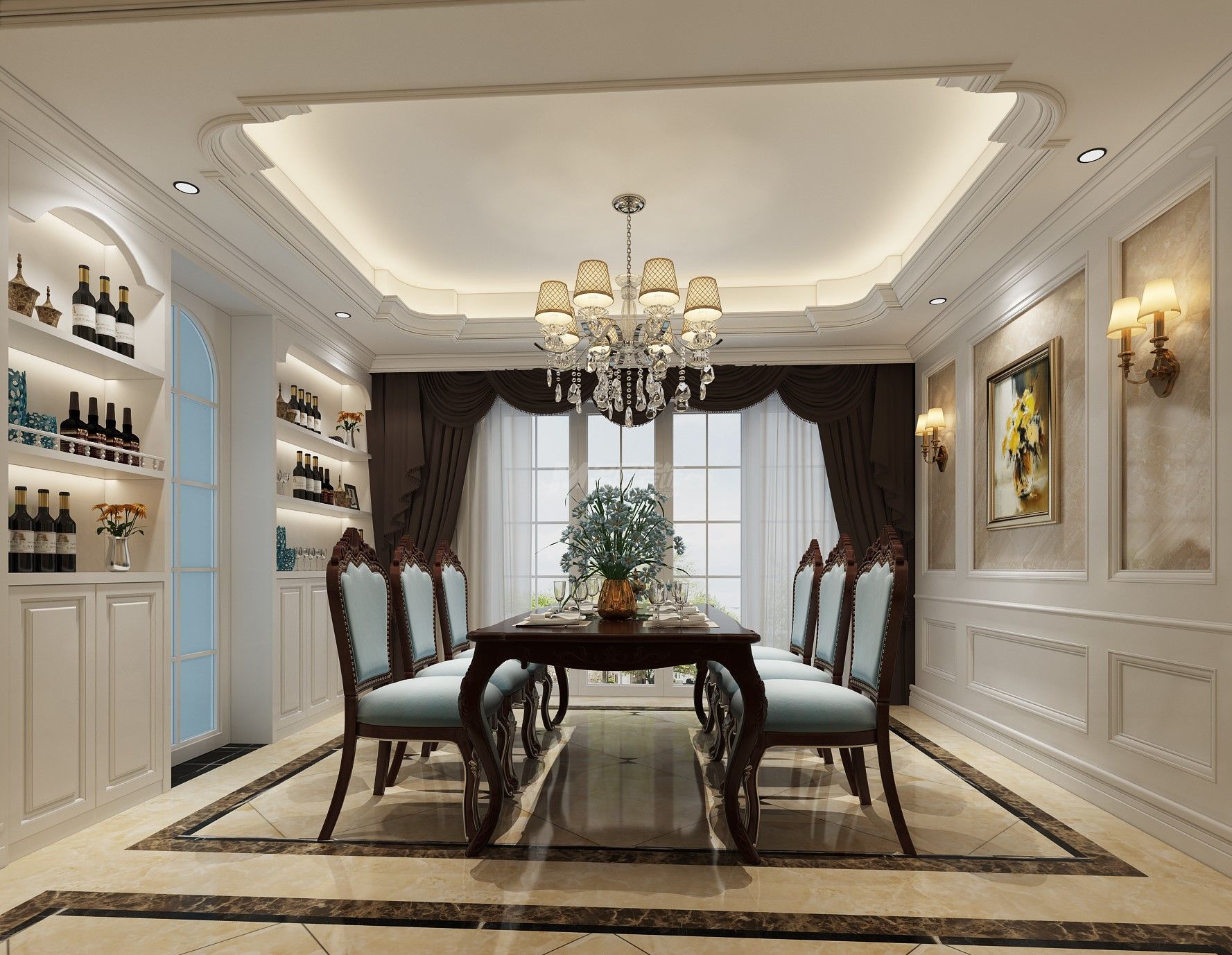 南寧公安廳小區(qū)143㎡餐廳歐式裝修風(fēng)格效果圖