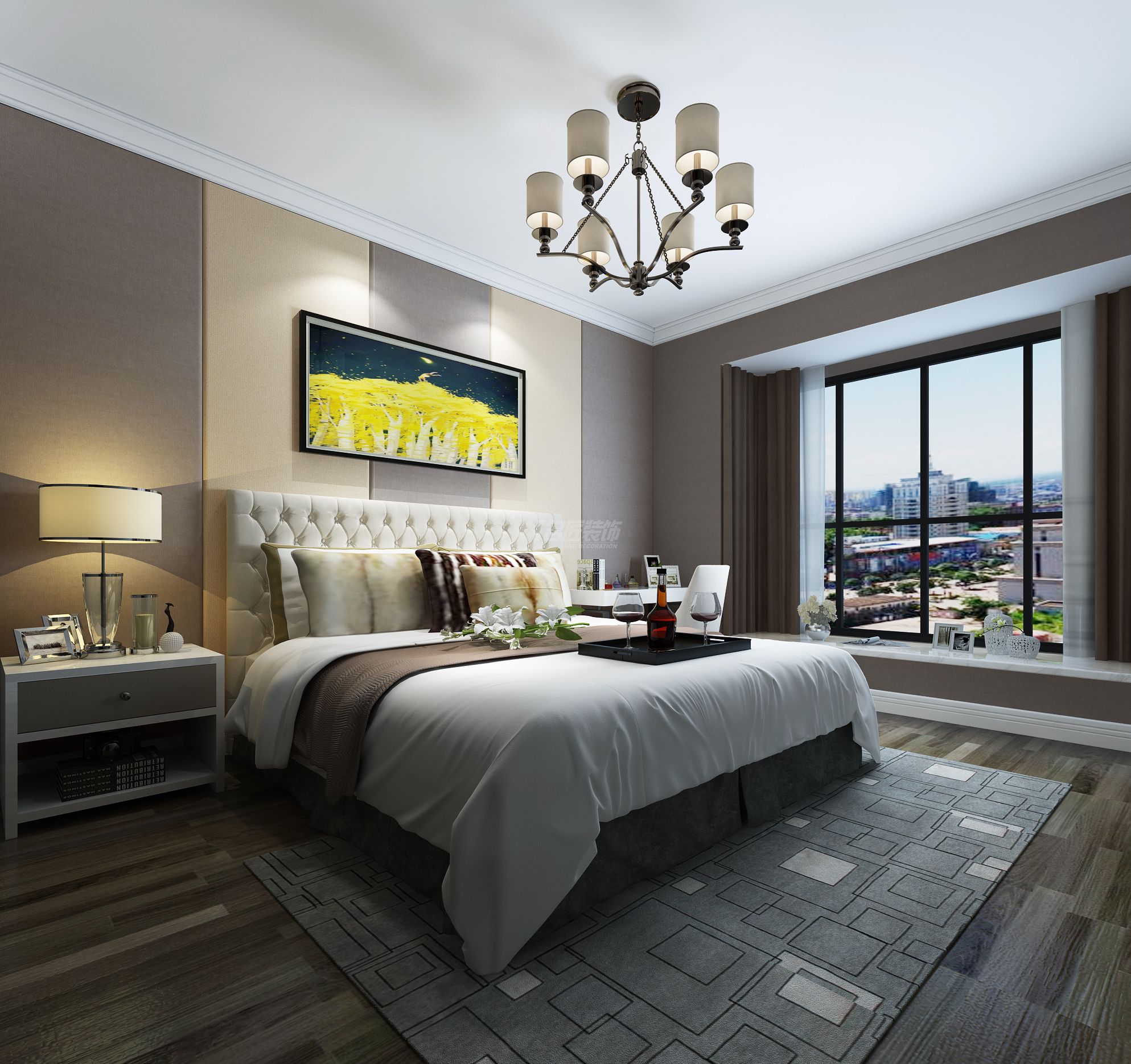 南寧矛橋醫(yī)院生活區(qū)140㎡主臥北歐裝修風(fēng)格效果圖