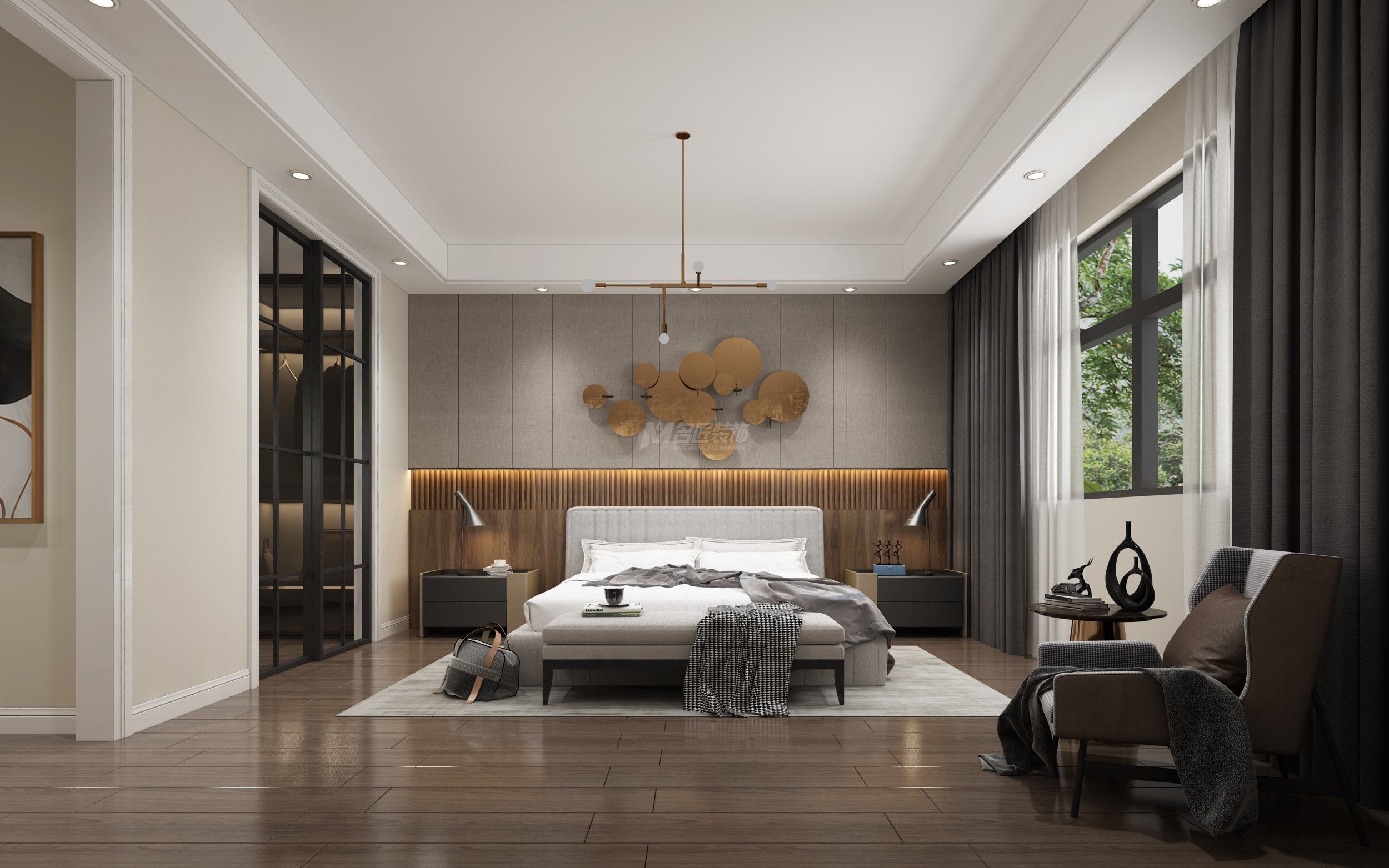 戴府330㎡主臥方案1現(xiàn)代簡約裝修風(fēng)格效果圖