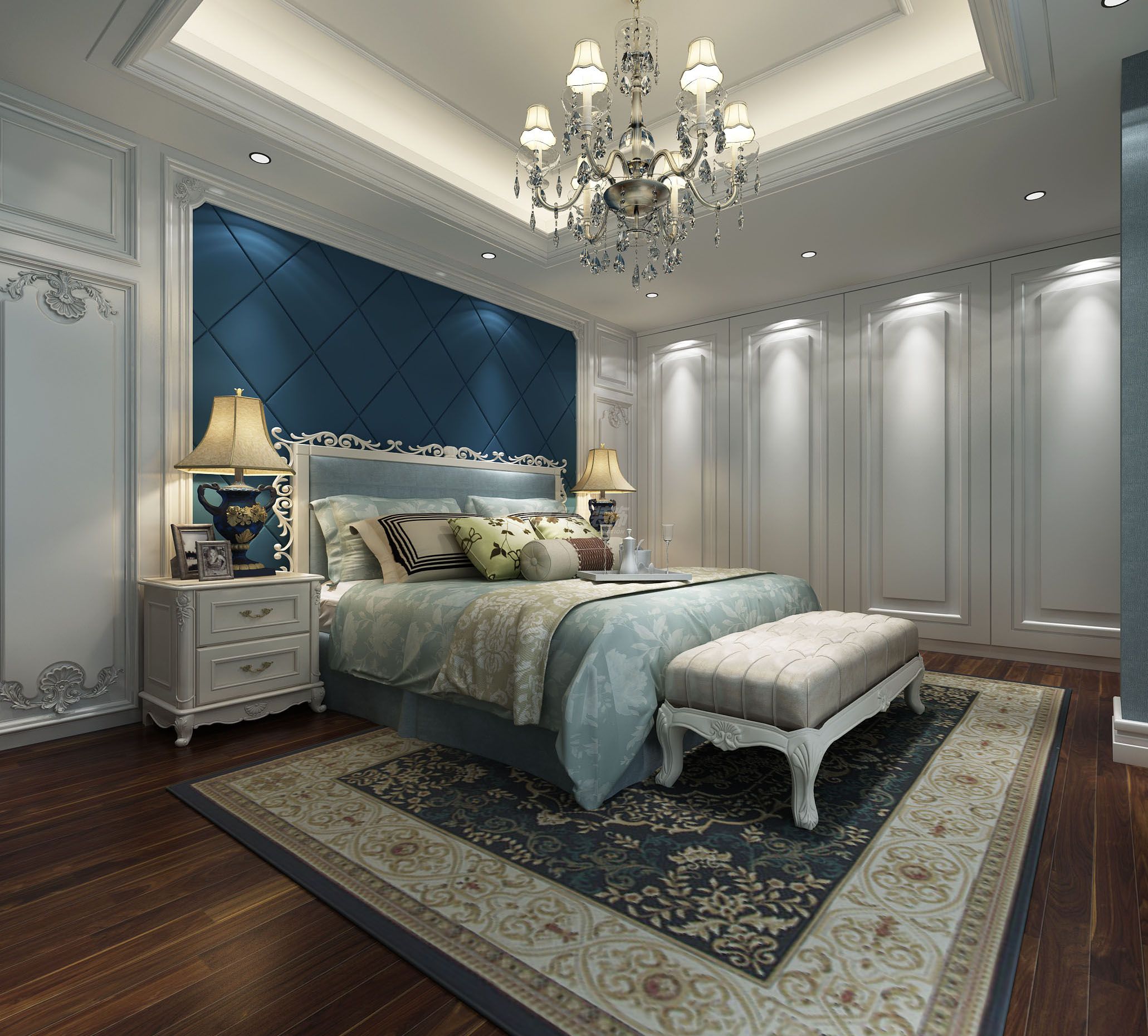 南寧榮和山水美地191㎡主臥歐式裝修風(fēng)格效果圖