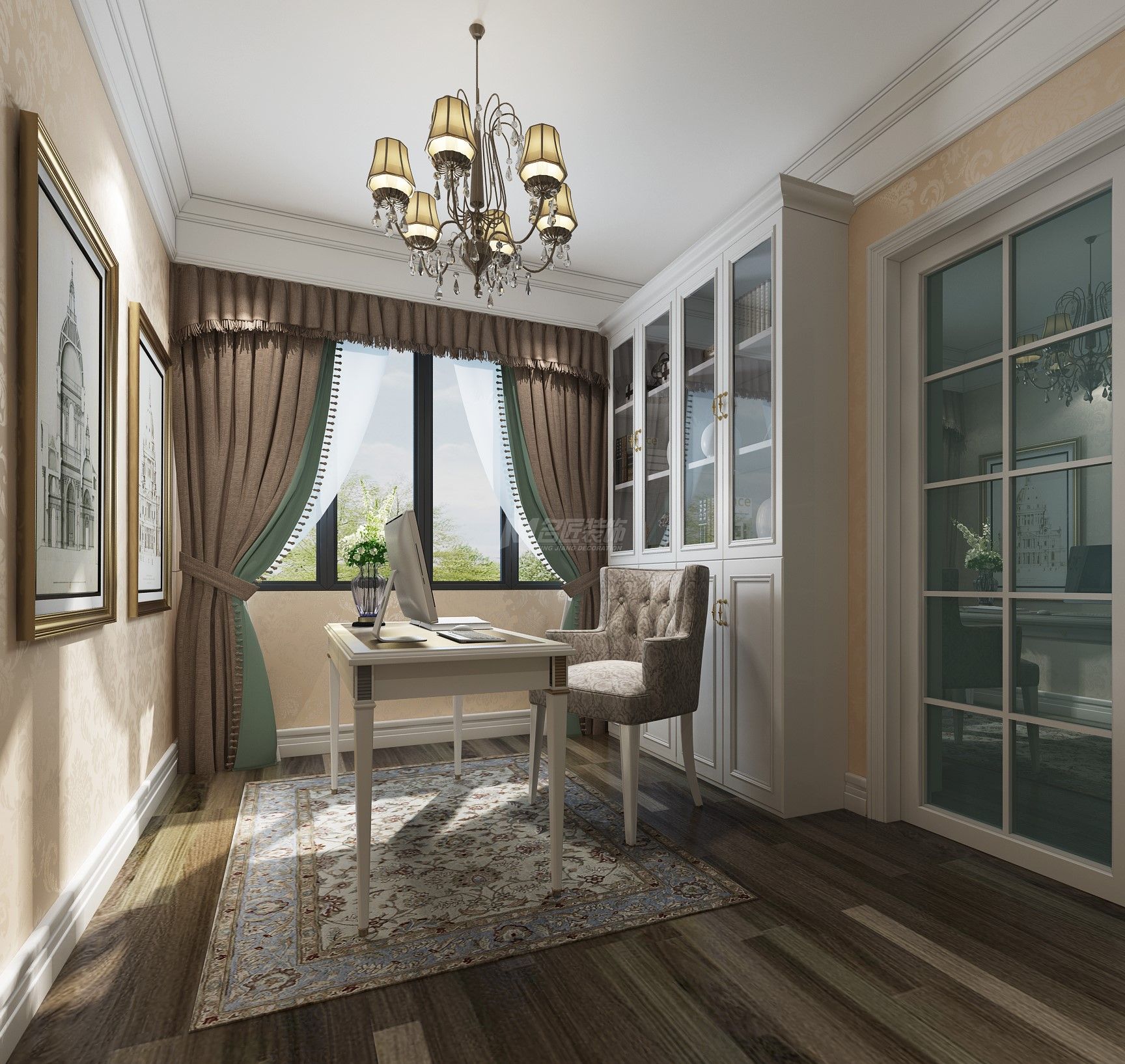 南寧公安廳小區(qū)143㎡書房歐式裝修風(fēng)格效果圖