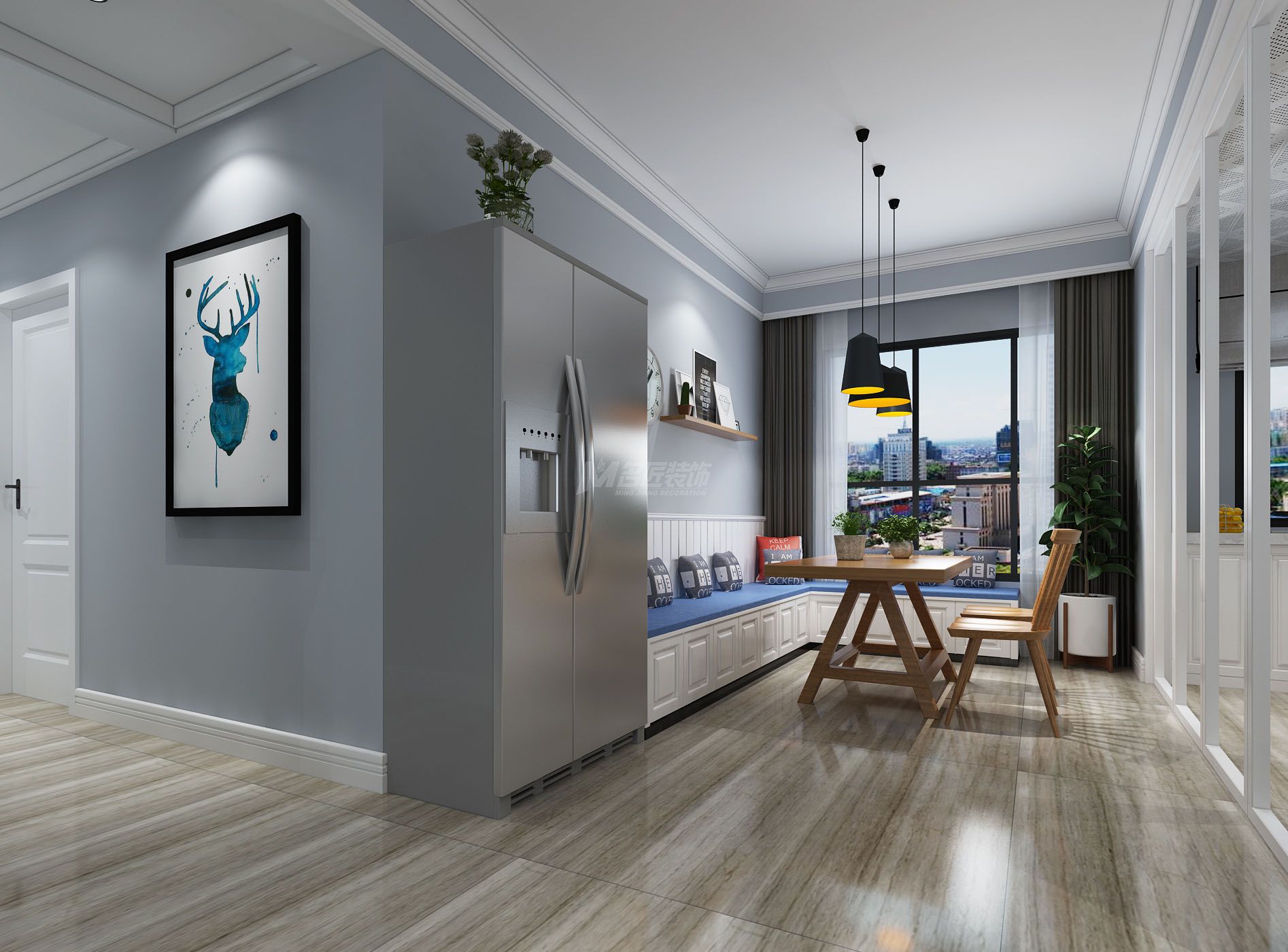 南寧綠地國(guó)際花都171㎡開(kāi)放式廚房北歐裝修風(fēng)格效果圖