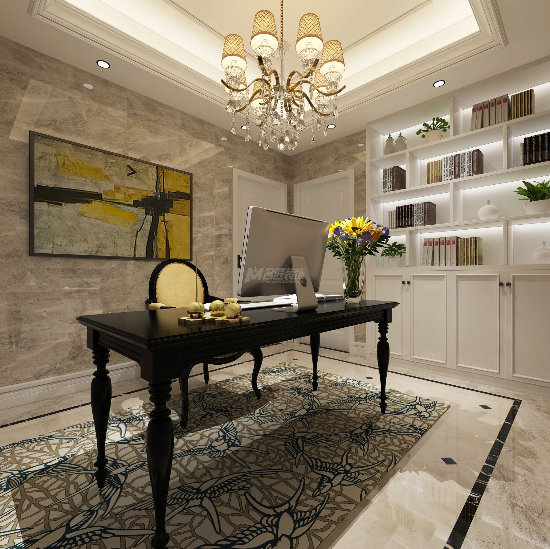 南寧中山路派出所175㎡書房歐式裝修風(fēng)格效果圖