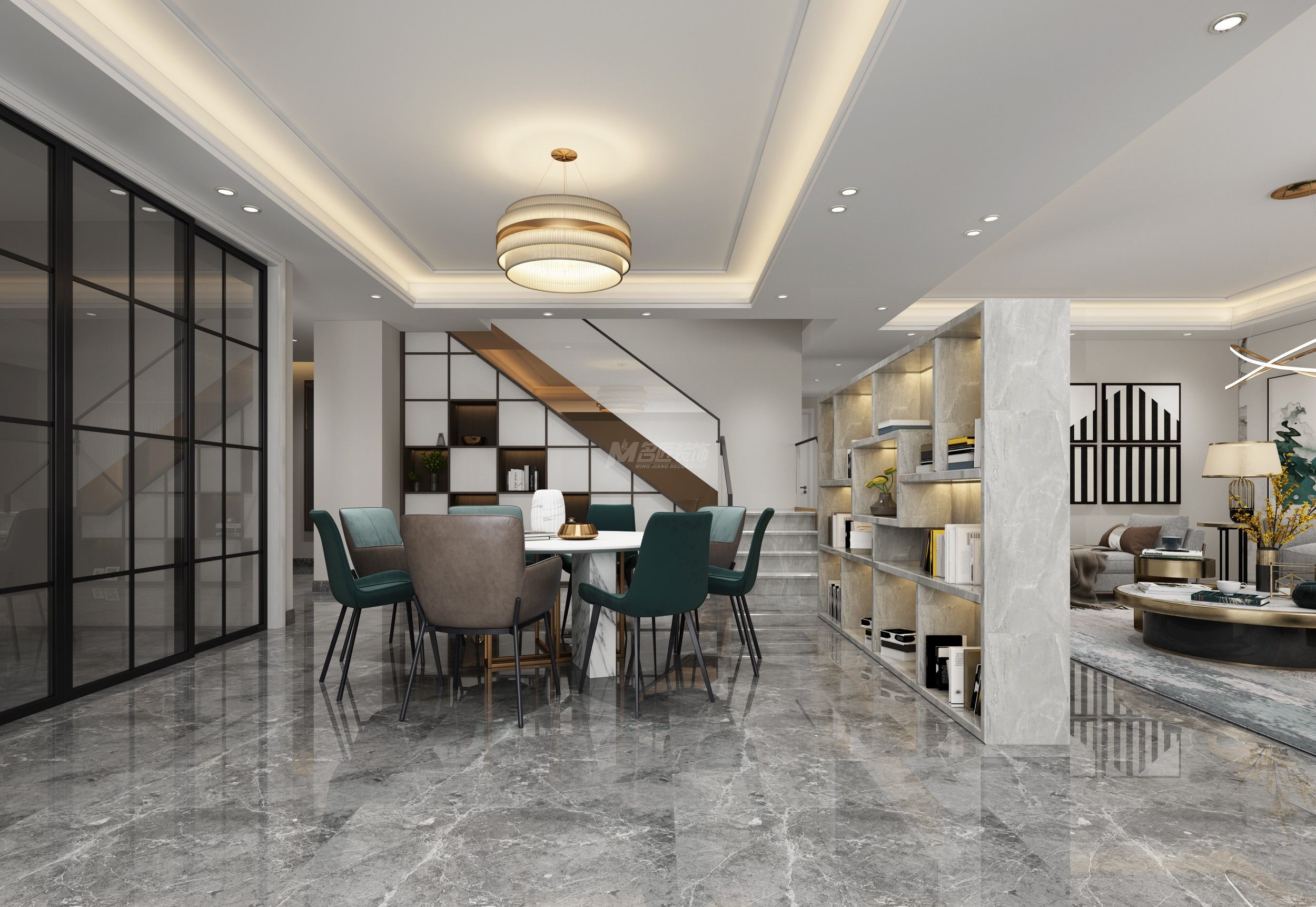 戴府330㎡客廳方案2現(xiàn)代簡約裝修風(fēng)格效果圖