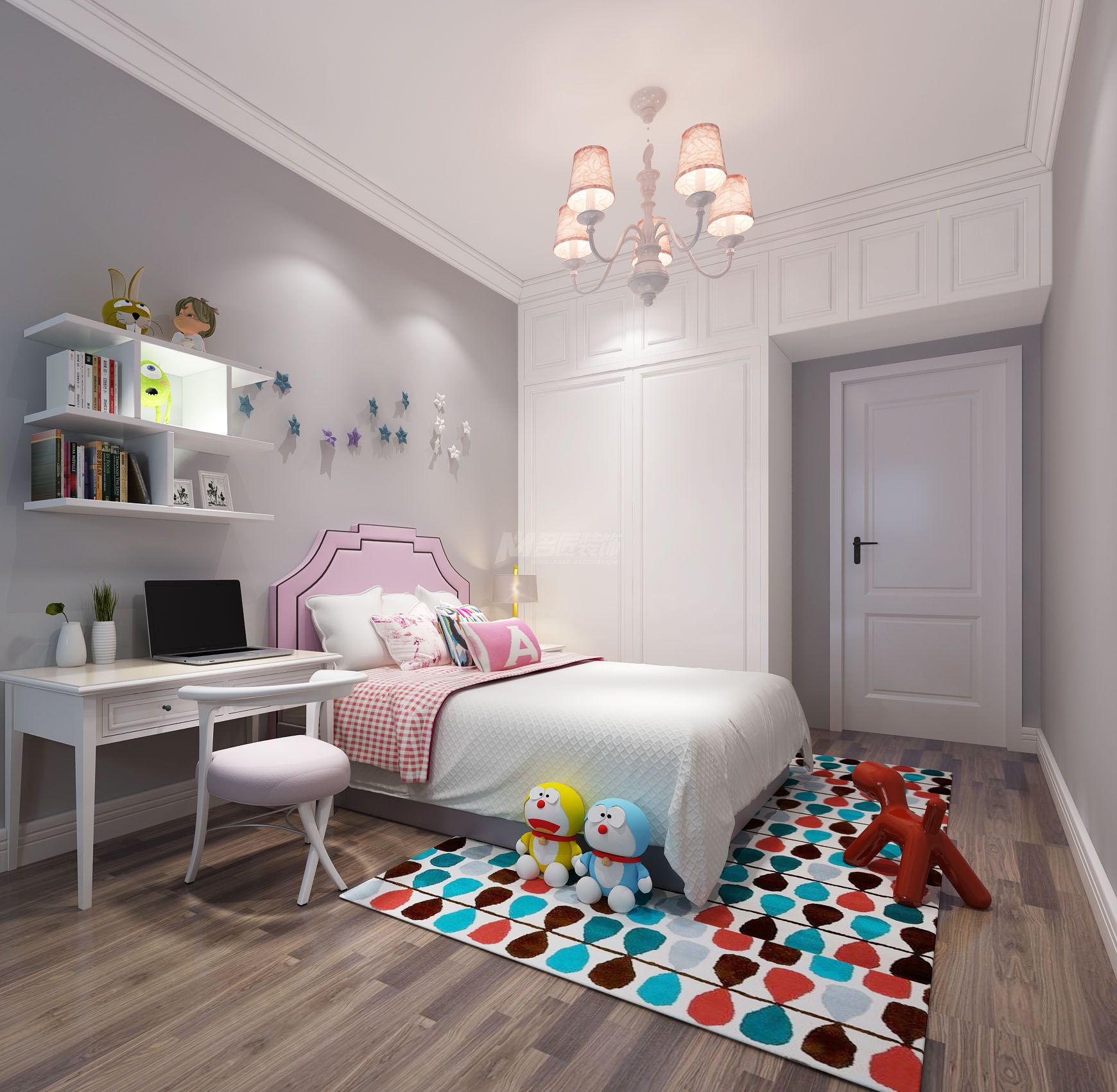 南寧綠地國(guó)際花都171㎡女兒房北歐裝修風(fēng)格效果圖