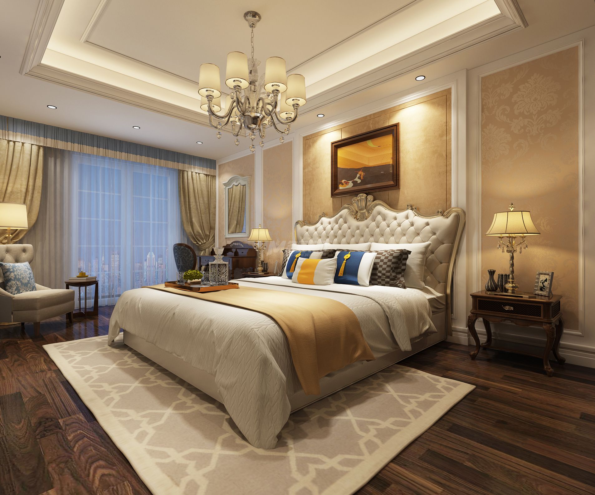 南寧中山路派出所175㎡主臥歐式裝修風(fēng)格效果圖