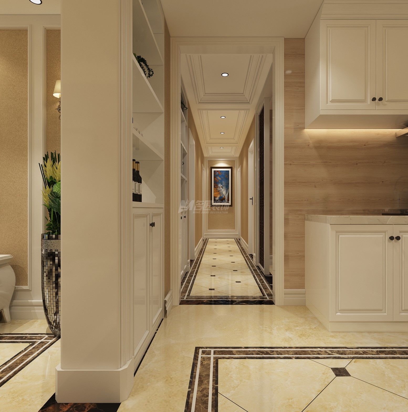 鳳嶺名園175㎡玄關(guān)過道歐式裝修風格效果圖