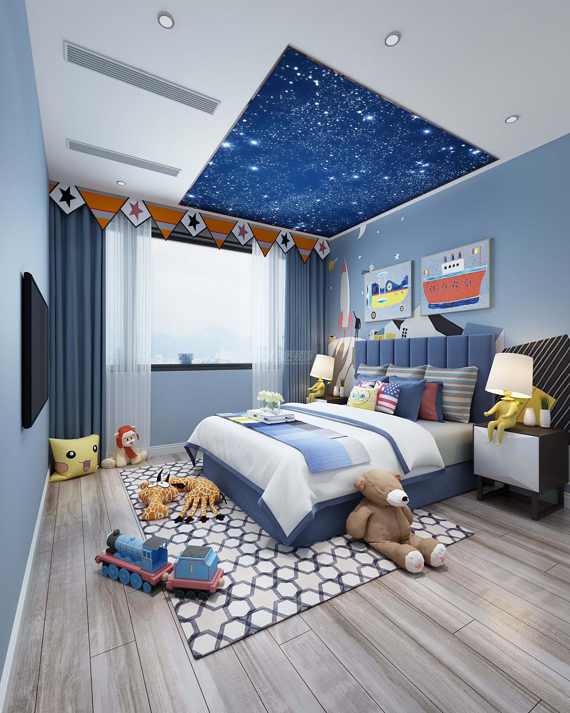 塞納維拉花園150㎡男孩房歐式裝修風(fēng)格效果圖