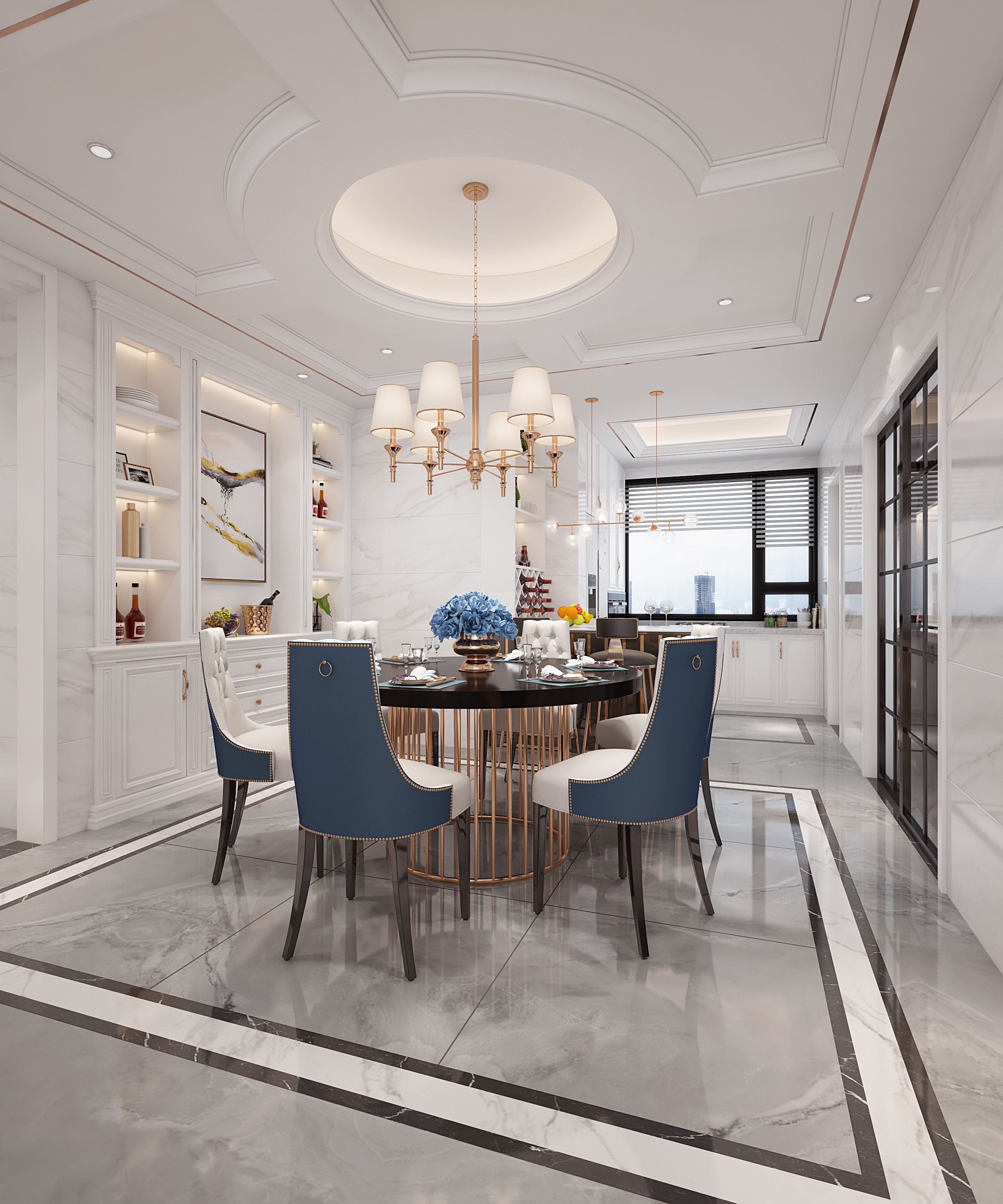 塞納維拉花園150㎡餐廳歐式裝修風(fēng)格效果圖