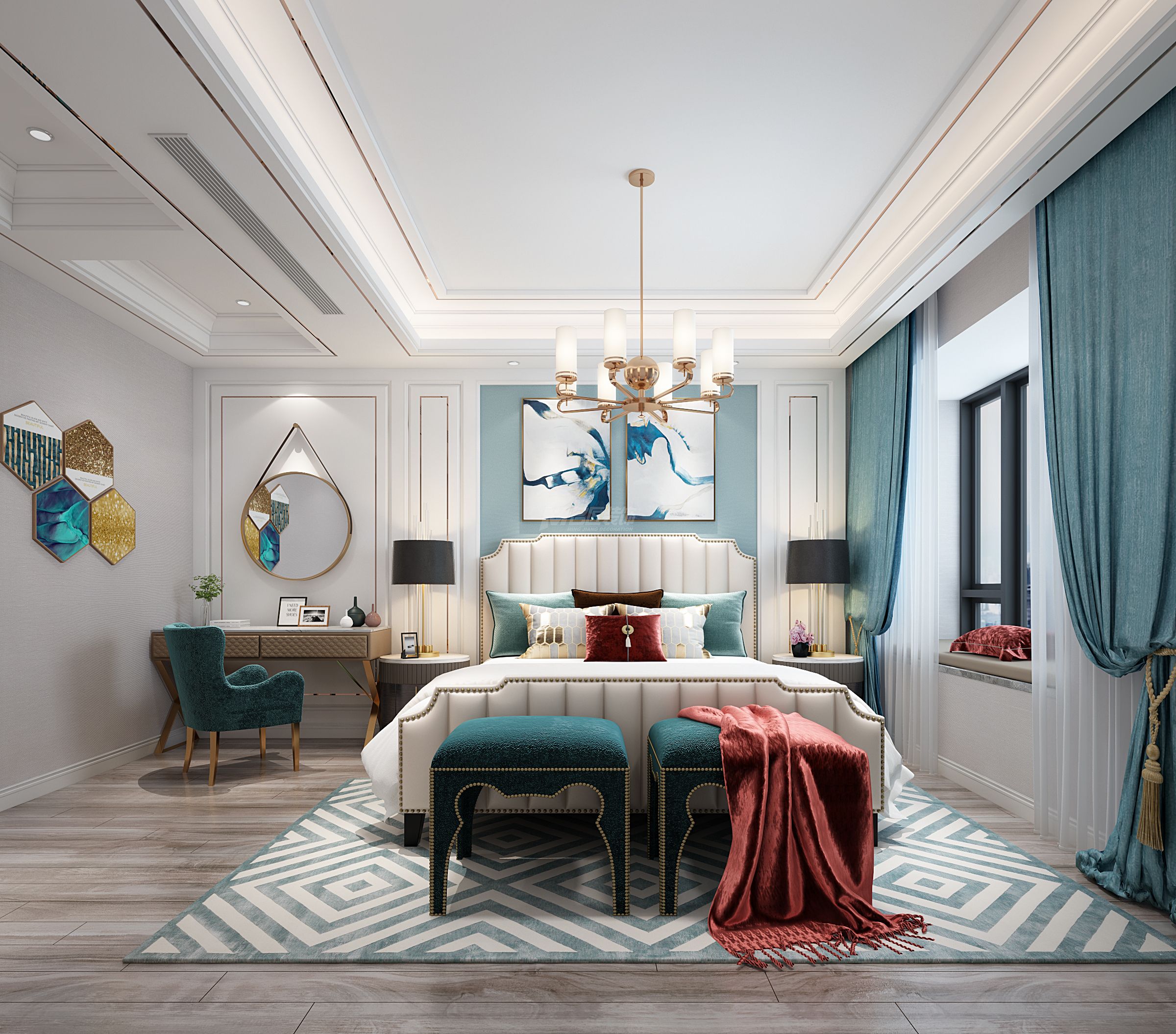 塞納維拉花園150㎡主臥歐式裝修風(fēng)格效果圖