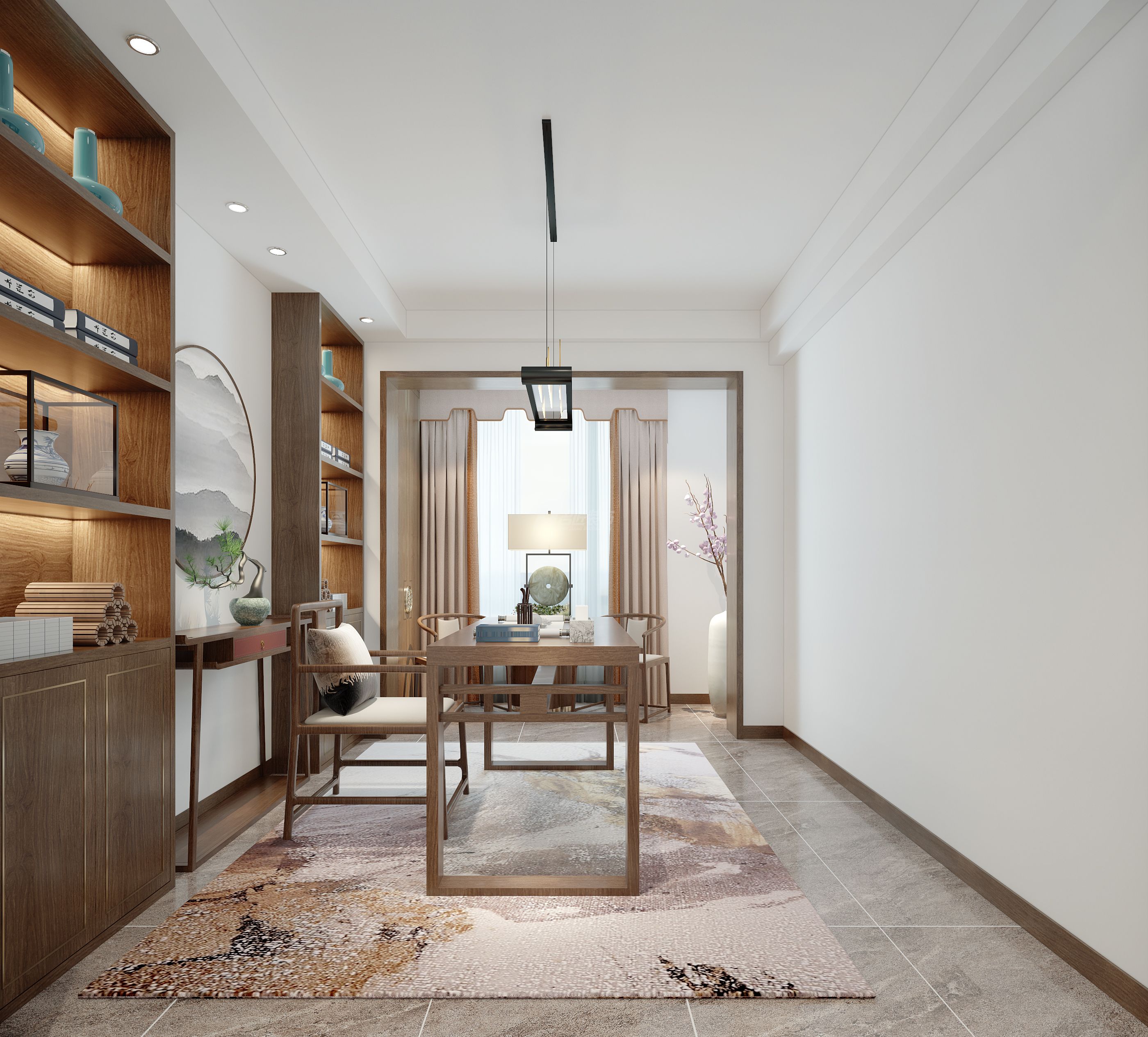 南寧淡村路單位房160㎡書房新中式裝修風(fēng)格效果圖