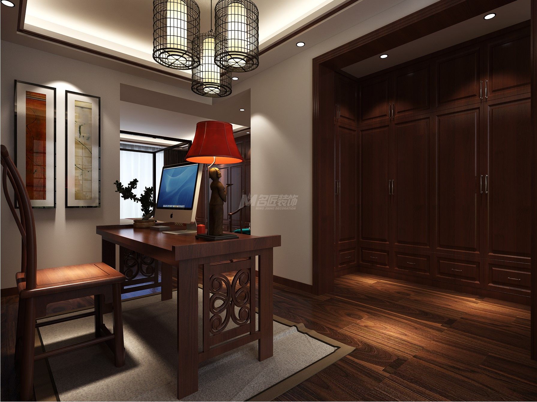 海茵國(guó)際亞美利加190㎡書(shū)房中式裝修風(fēng)格效果圖