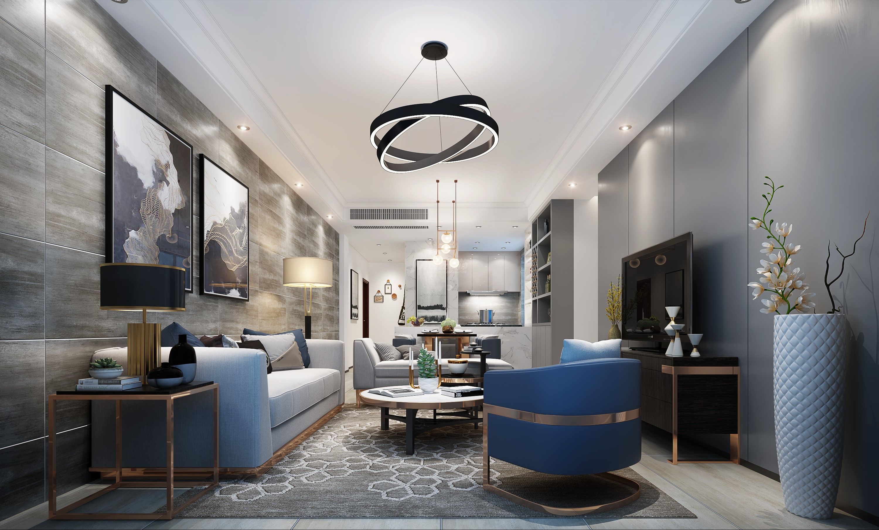 金源一品120㎡客廳現(xiàn)代裝修風格效果圖