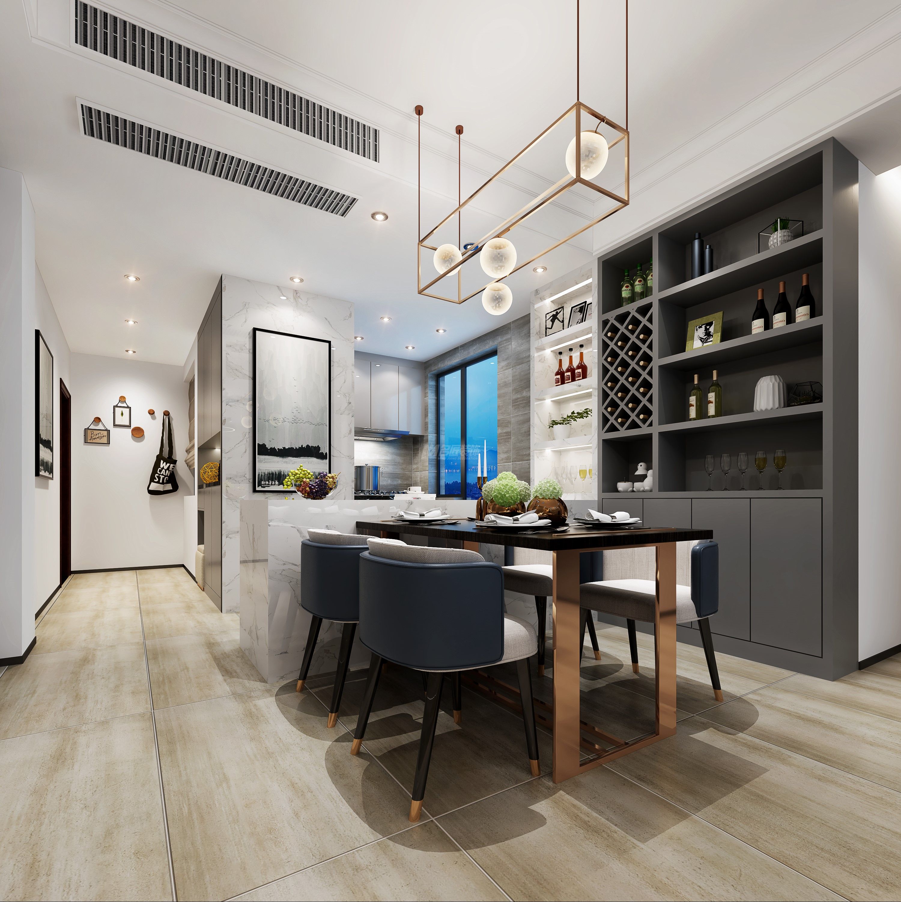 金源一品120㎡餐廳現(xiàn)代裝修風格效果圖