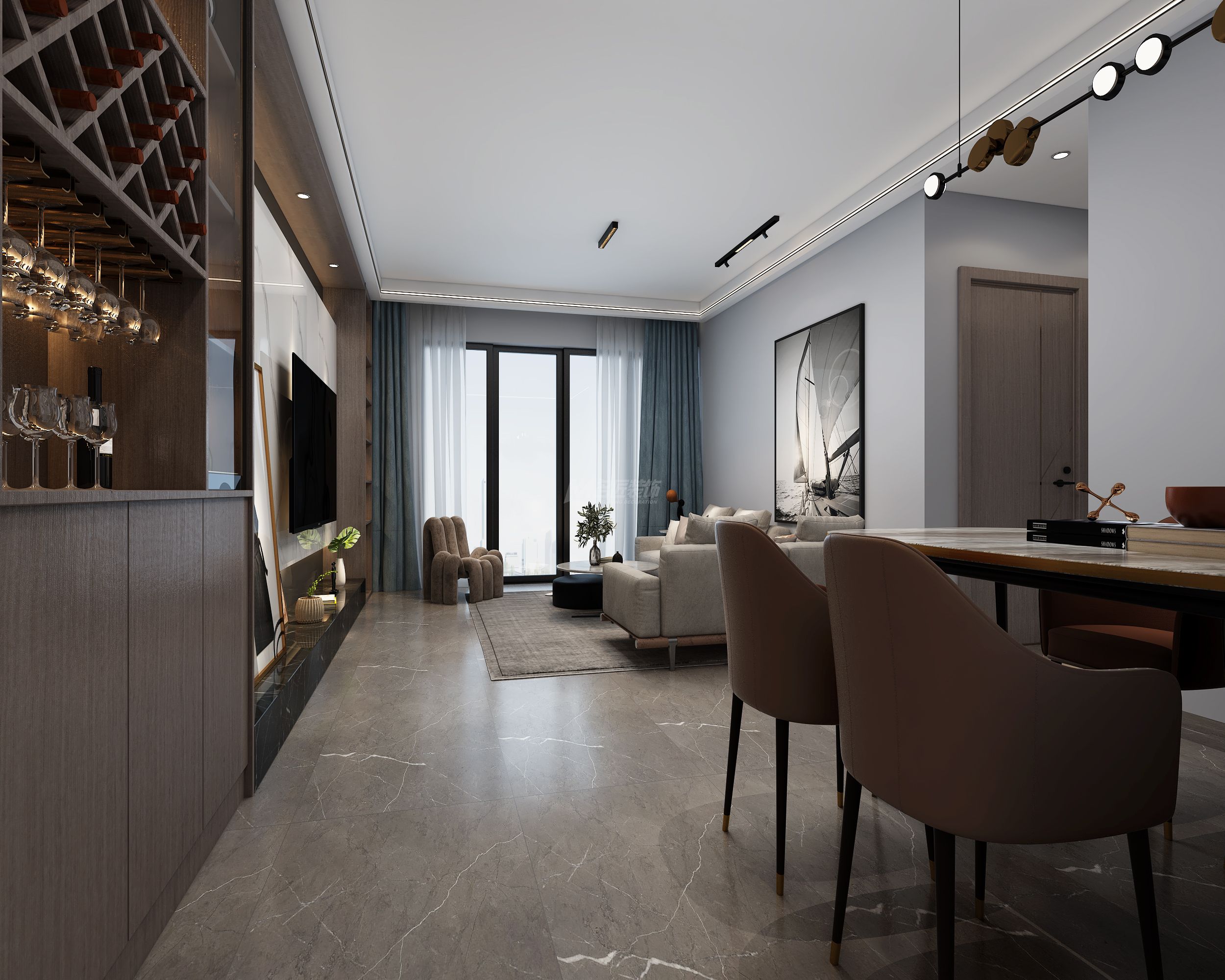 陽光城麗景灣130㎡客餐廳現(xiàn)代簡約裝修風(fēng)格效果圖