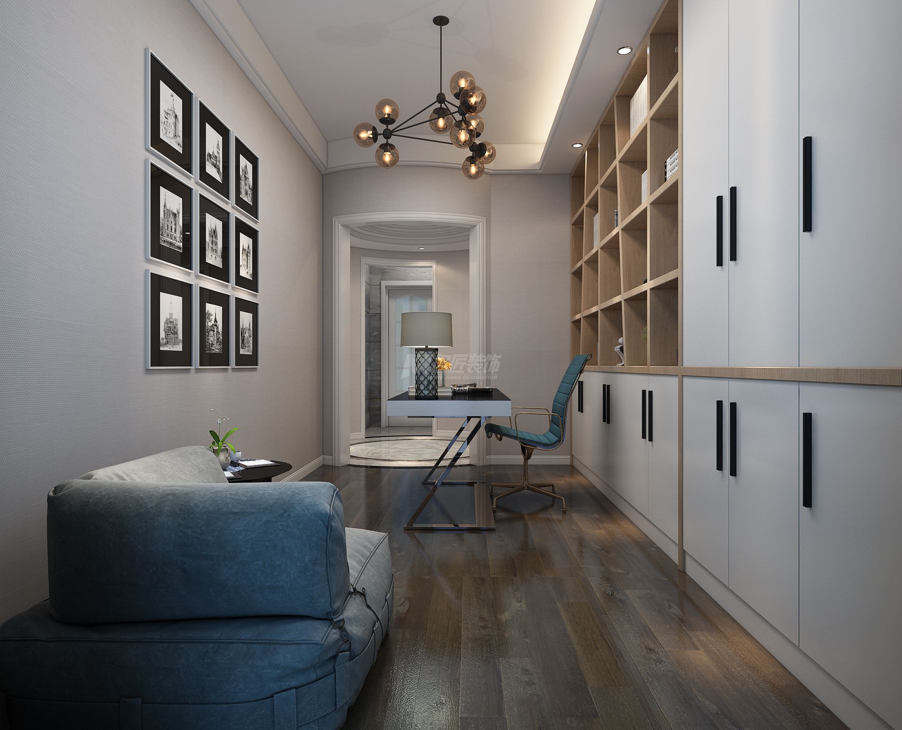 嘉和城塞納左岸180㎡書房歐式裝修風格效果圖