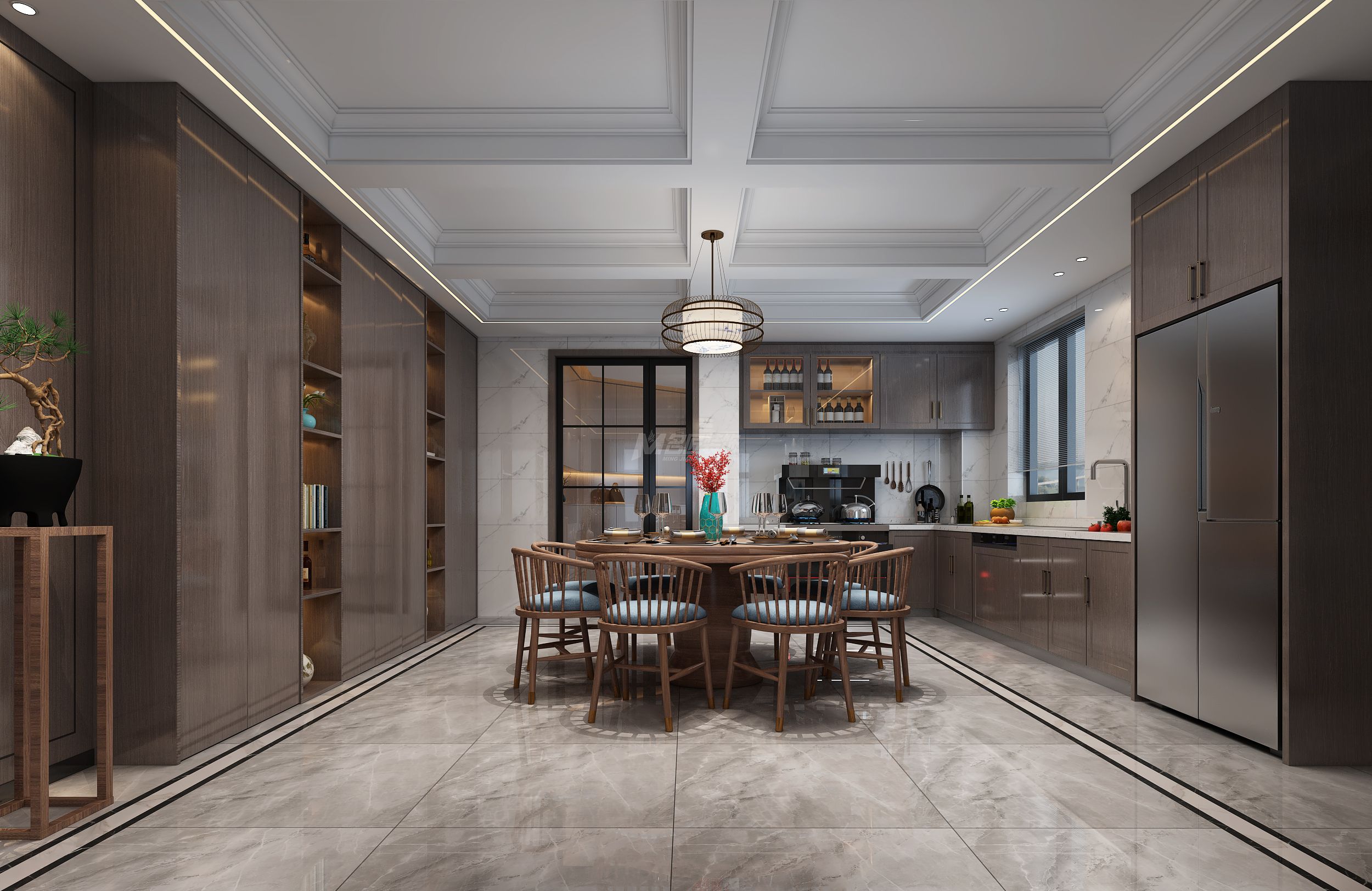 新加坡城190㎡餐廳新中式裝修風(fēng)格效果圖