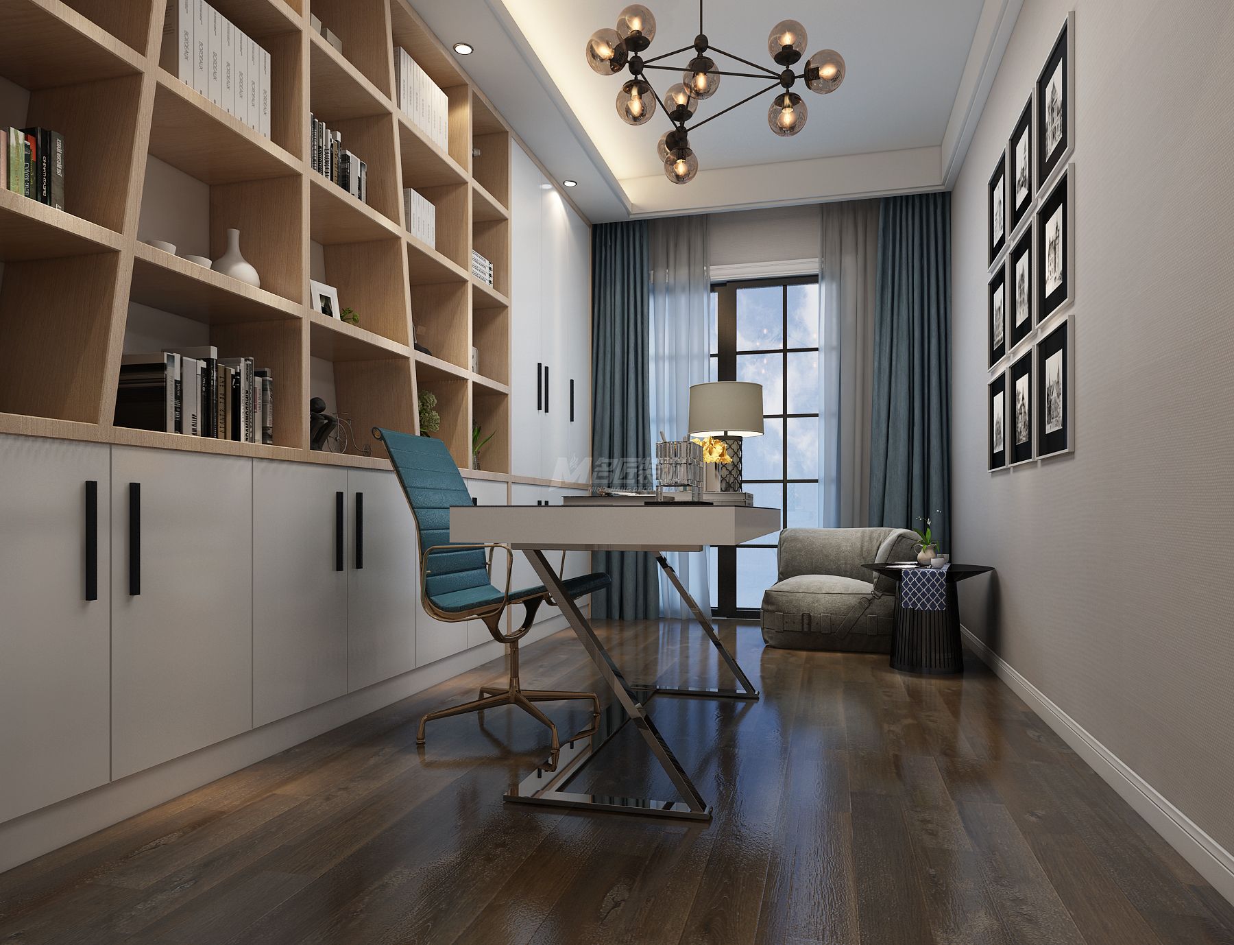 嘉和城塞納左岸180㎡書房歐式裝修風格效果圖