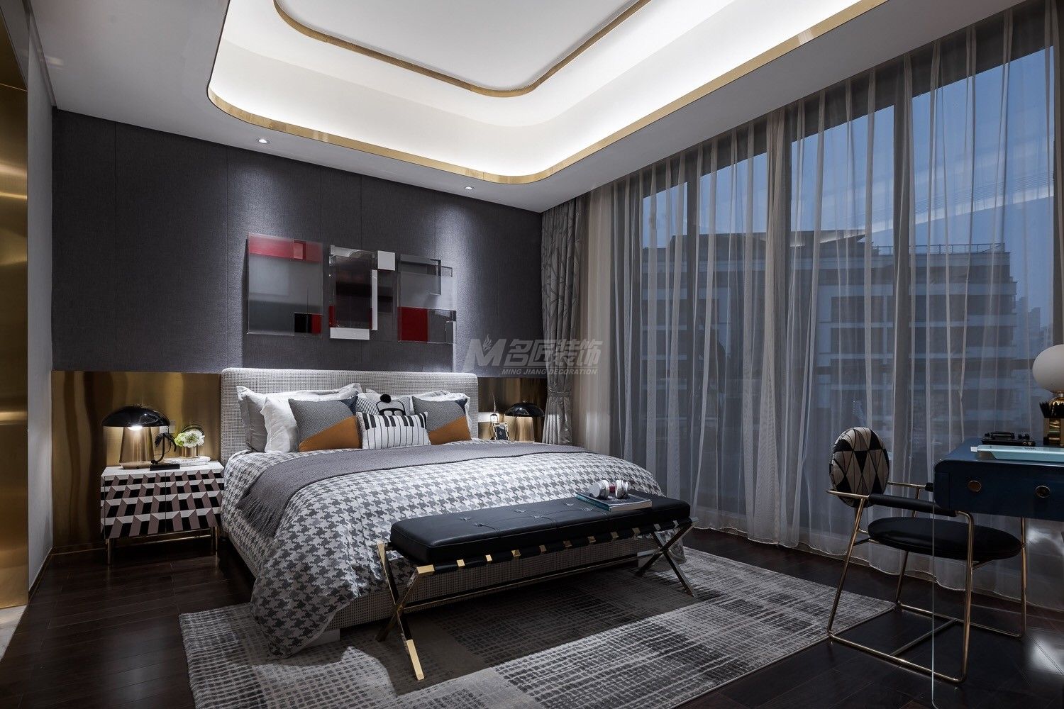 冠江墅216㎡主臥現(xiàn)代簡(jiǎn)約裝修風(fēng)格效果圖