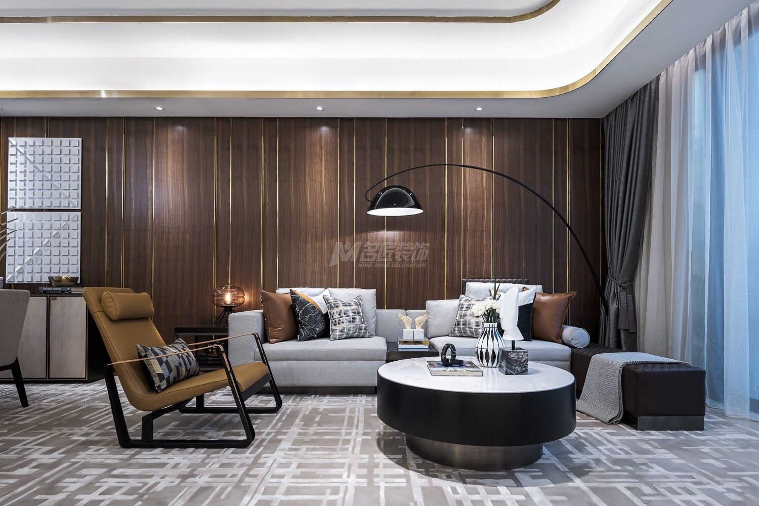 冠江墅216㎡客廳現(xiàn)代簡(jiǎn)約裝修風(fēng)格效果圖