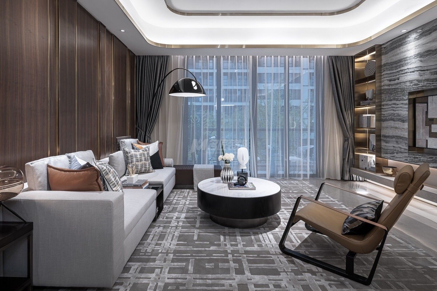 冠江墅216㎡客廳現(xiàn)代簡(jiǎn)約裝修風(fēng)格效果圖