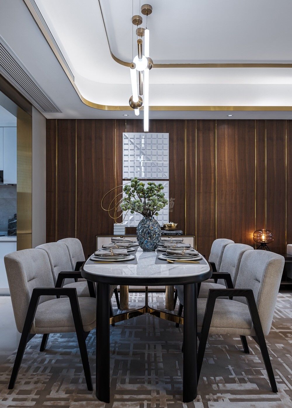 冠江墅216㎡餐廳現(xiàn)代簡(jiǎn)約裝修風(fēng)格效果圖