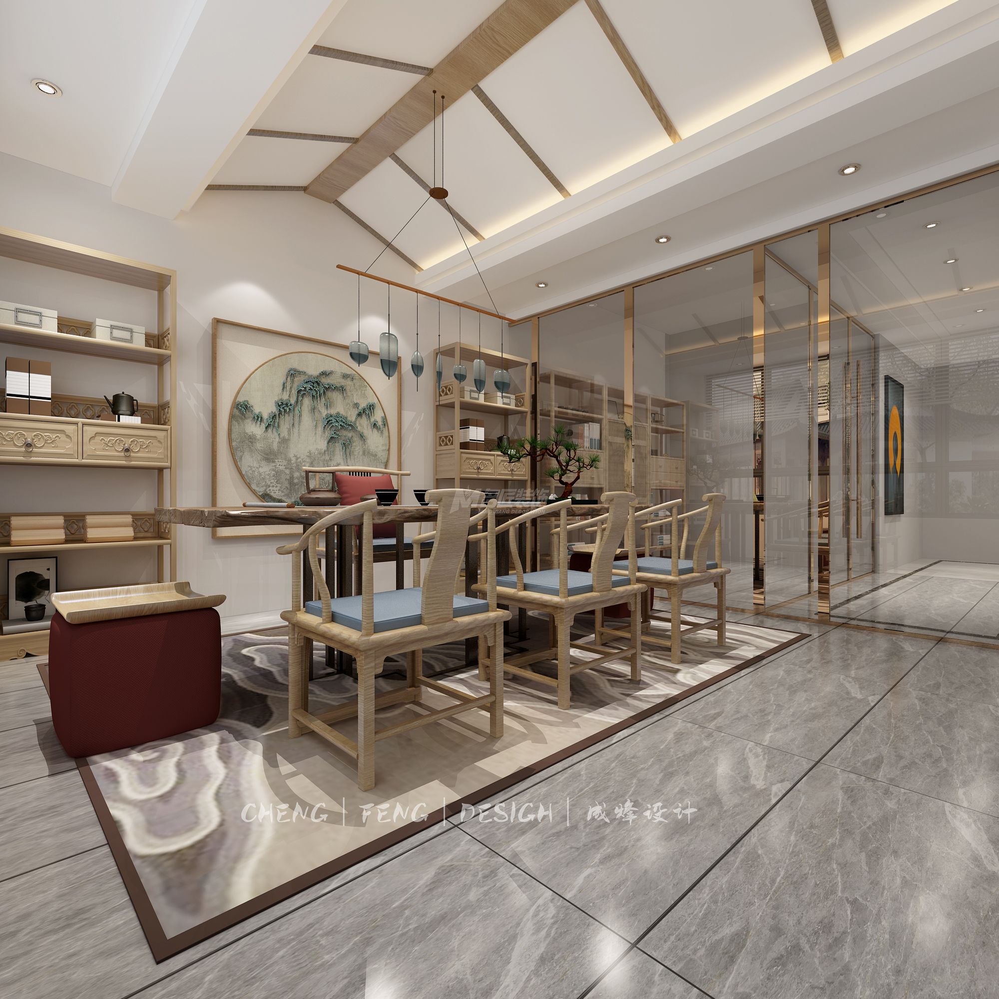 安宇花園160㎡茶室現(xiàn)代簡約裝修風格效果圖