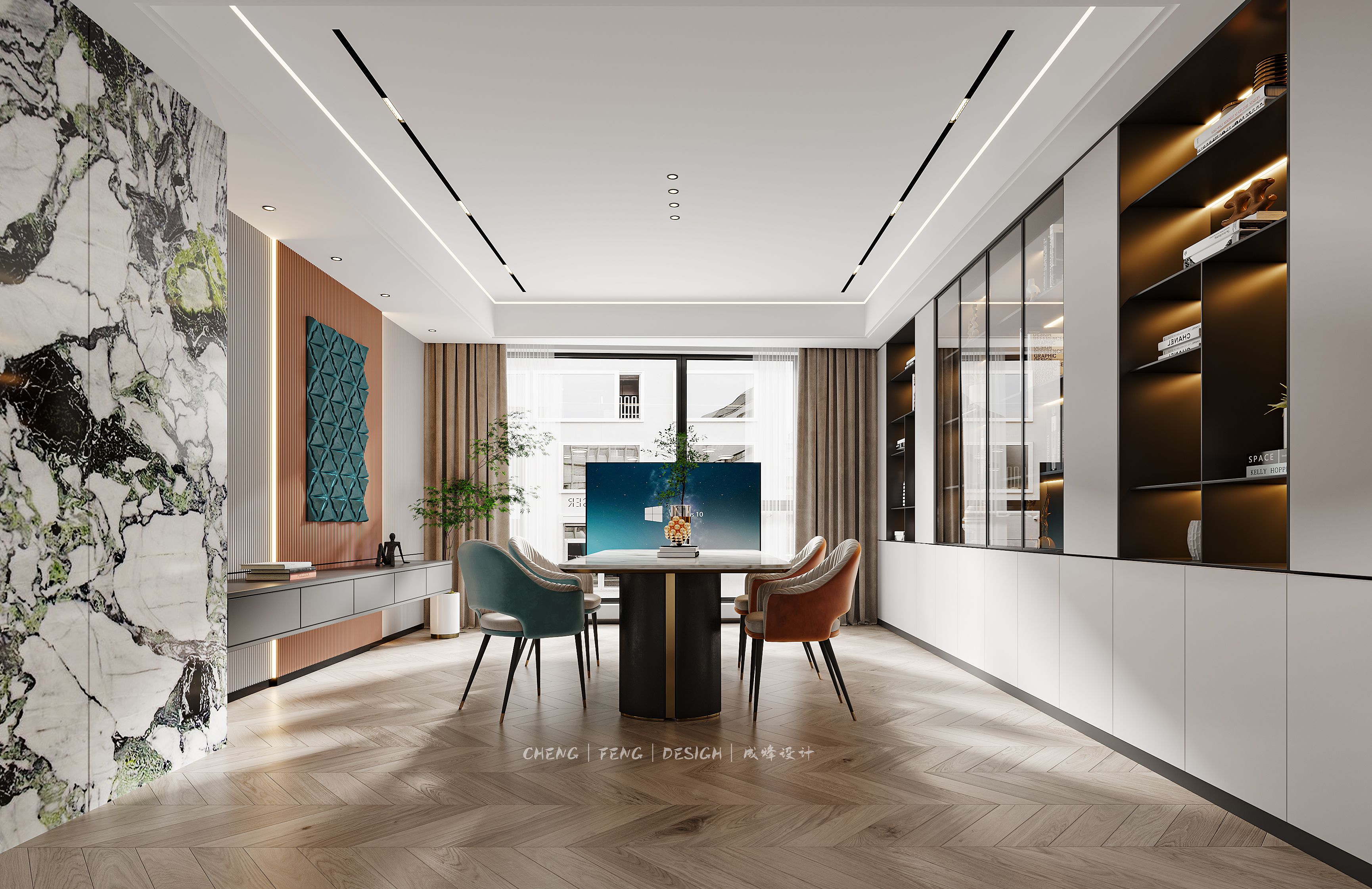 湛江家居美學(xué)館2000㎡會(huì)議室現(xiàn)代輕奢裝修案例效果圖