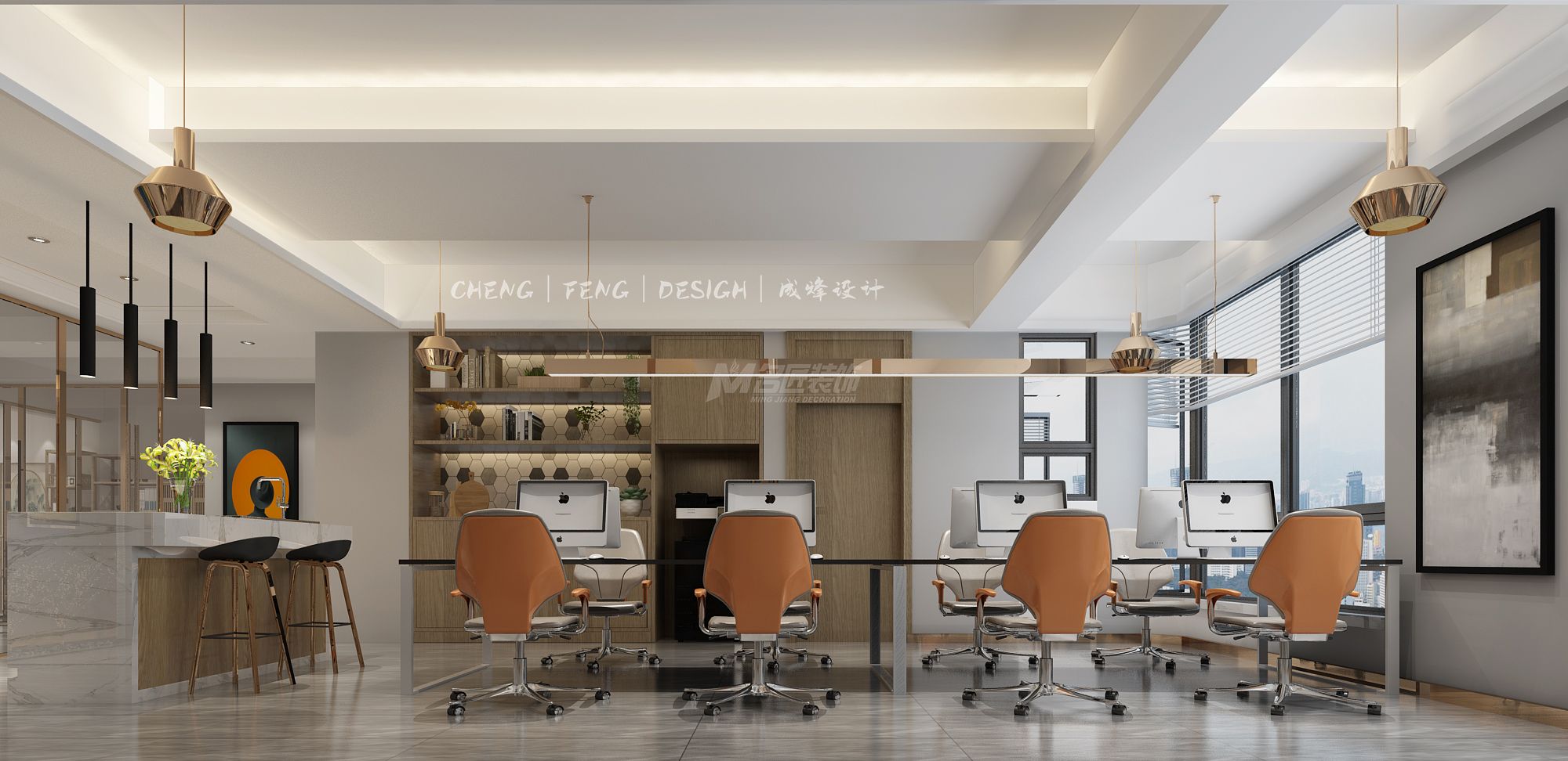 安宇花園160㎡辦公室現(xiàn)代簡約裝修風格效果圖