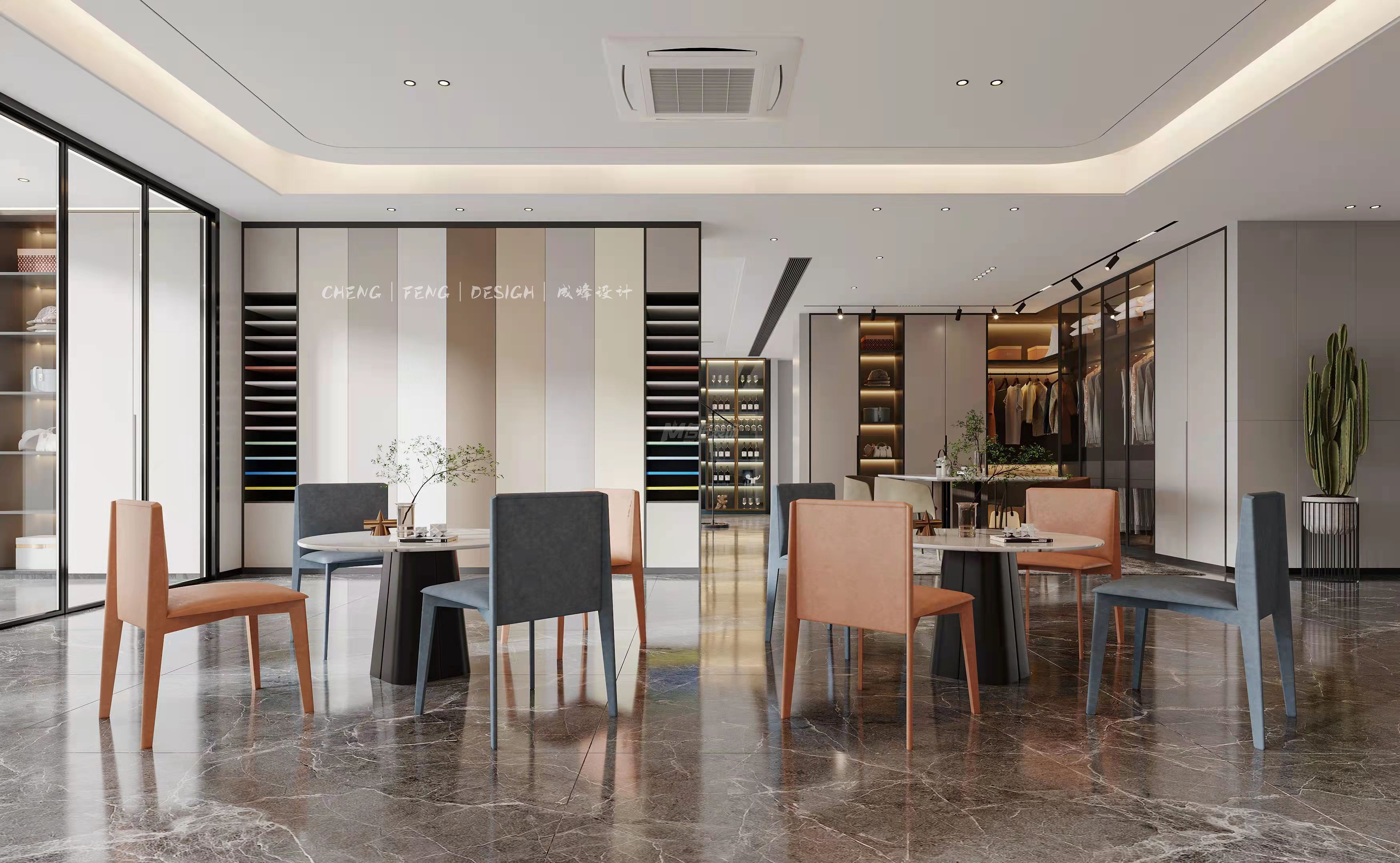 湛江家居美學(xué)館2000㎡休息區(qū)現(xiàn)代輕奢裝修案例效果圖