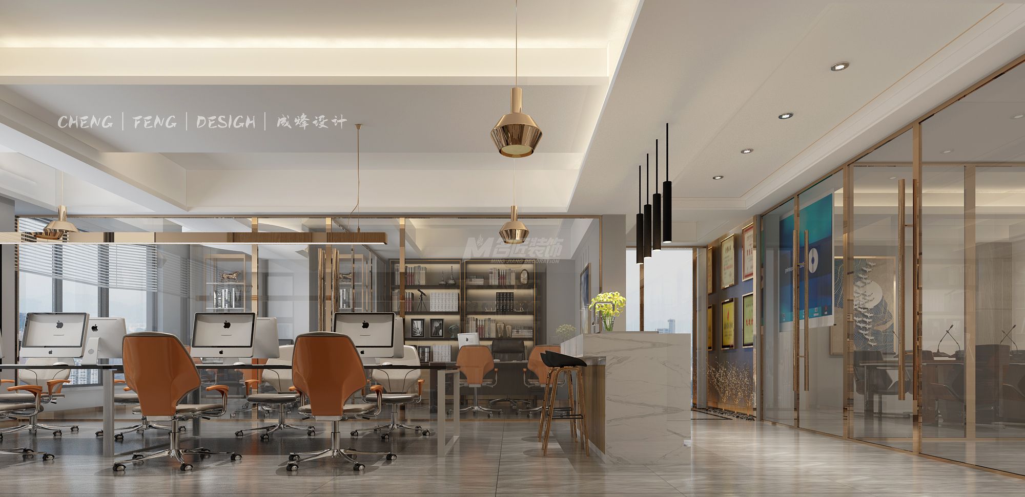 安宇花園160㎡辦公區(qū)現(xiàn)代簡約裝修風格效果圖