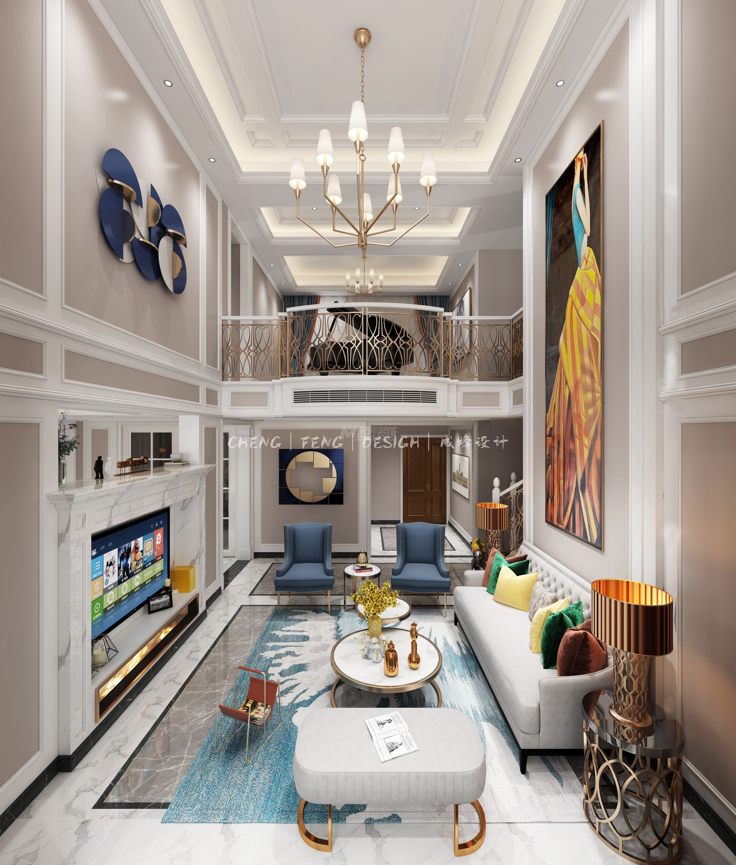 大觀天下280㎡客廳簡歐裝修風格效果圖