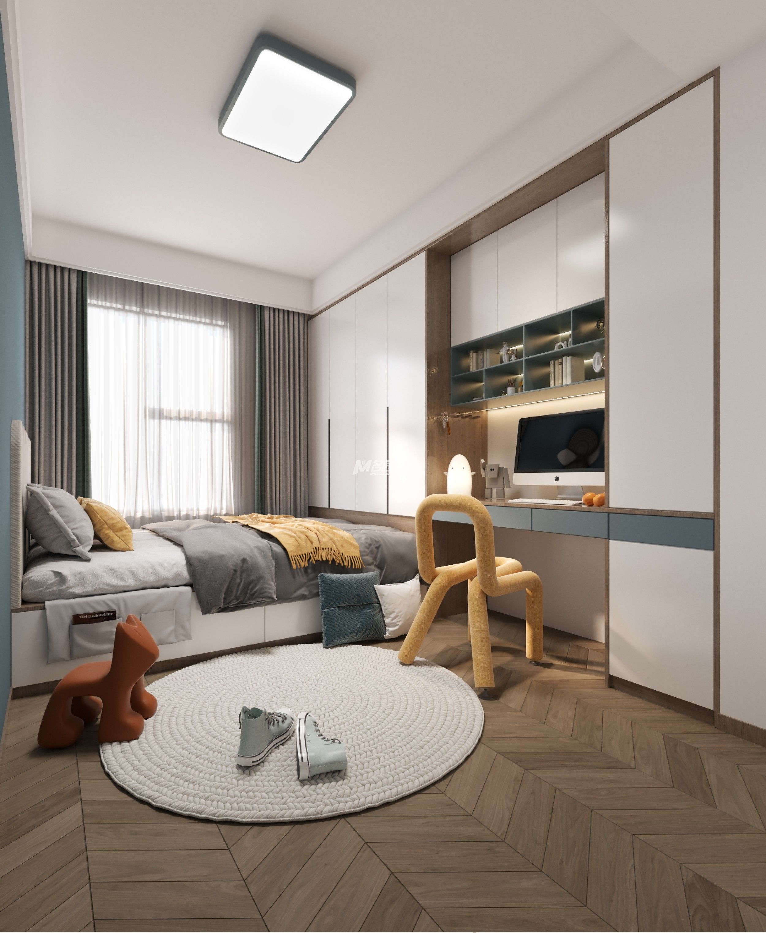 安吉山語(yǔ)城500㎡兒童房新中式裝修風(fēng)格效果圖