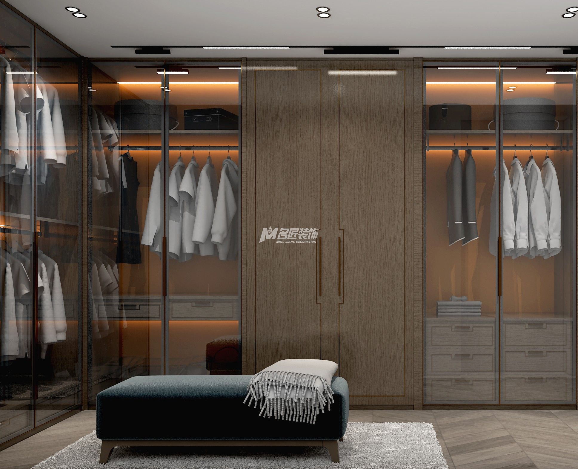 安吉山語(yǔ)城500㎡衣帽間新中式裝修風(fēng)格效果圖