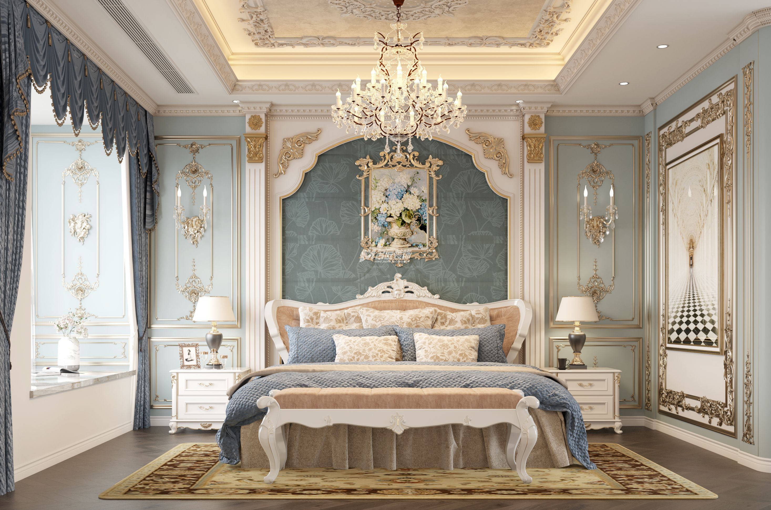 南寧寶能城131㎡主臥歐式裝修風(fēng)格案例效果圖